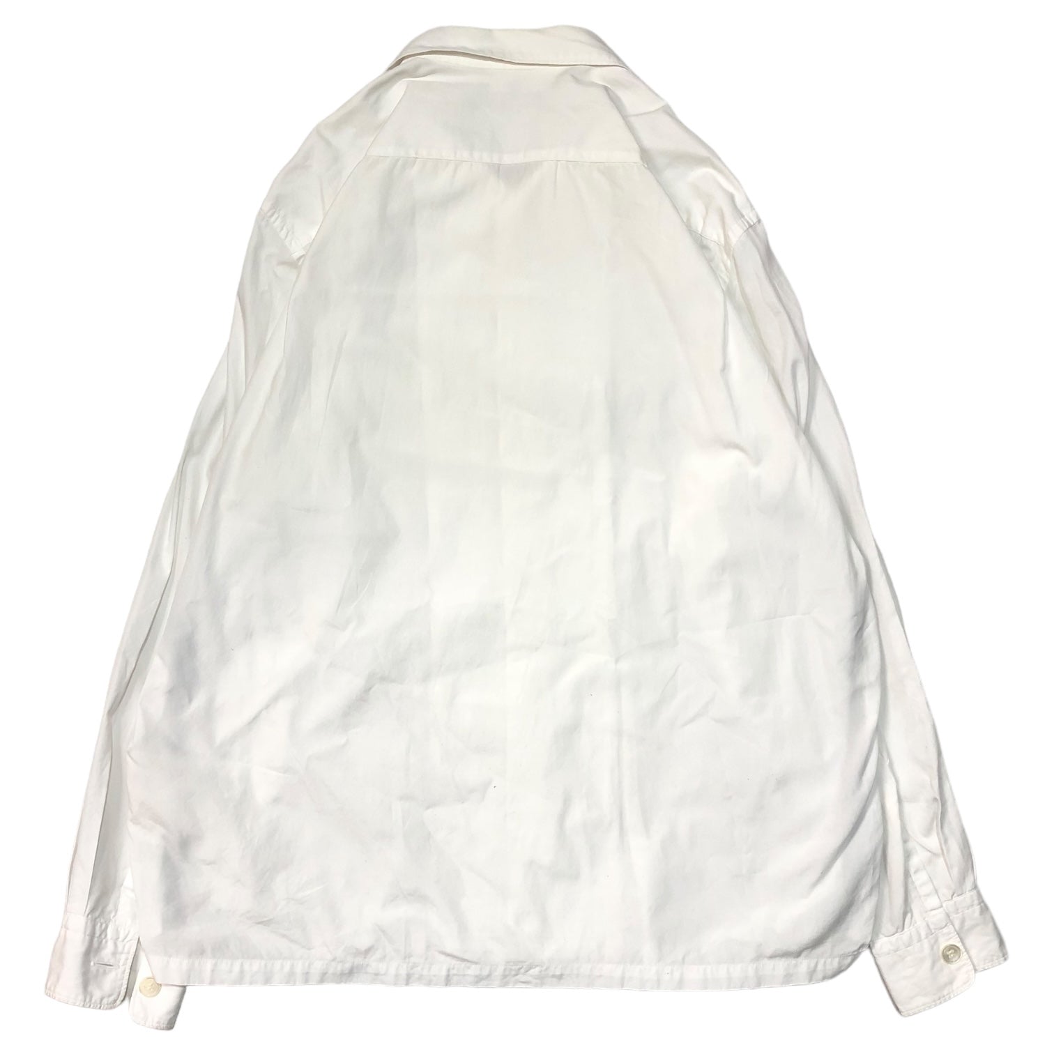 COMME des GARCONS HOMME(コムデギャルソンオム) 90's Different material piping L/S shirt ウール 縮絨 異素材 パイピング 長袖 シャツ 田中オム 表記消え(M程度) ホワイト 90年代 ヴィンテージ