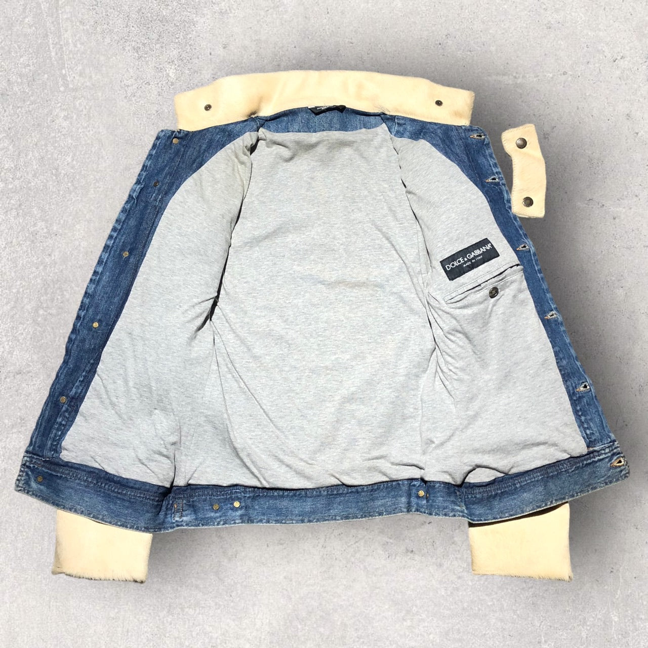 Dolce & Gabbana(ドルチェ&ガッバーナ) 90'sハラコ切替デニムジャケット G8007 46(M程度) ブルー