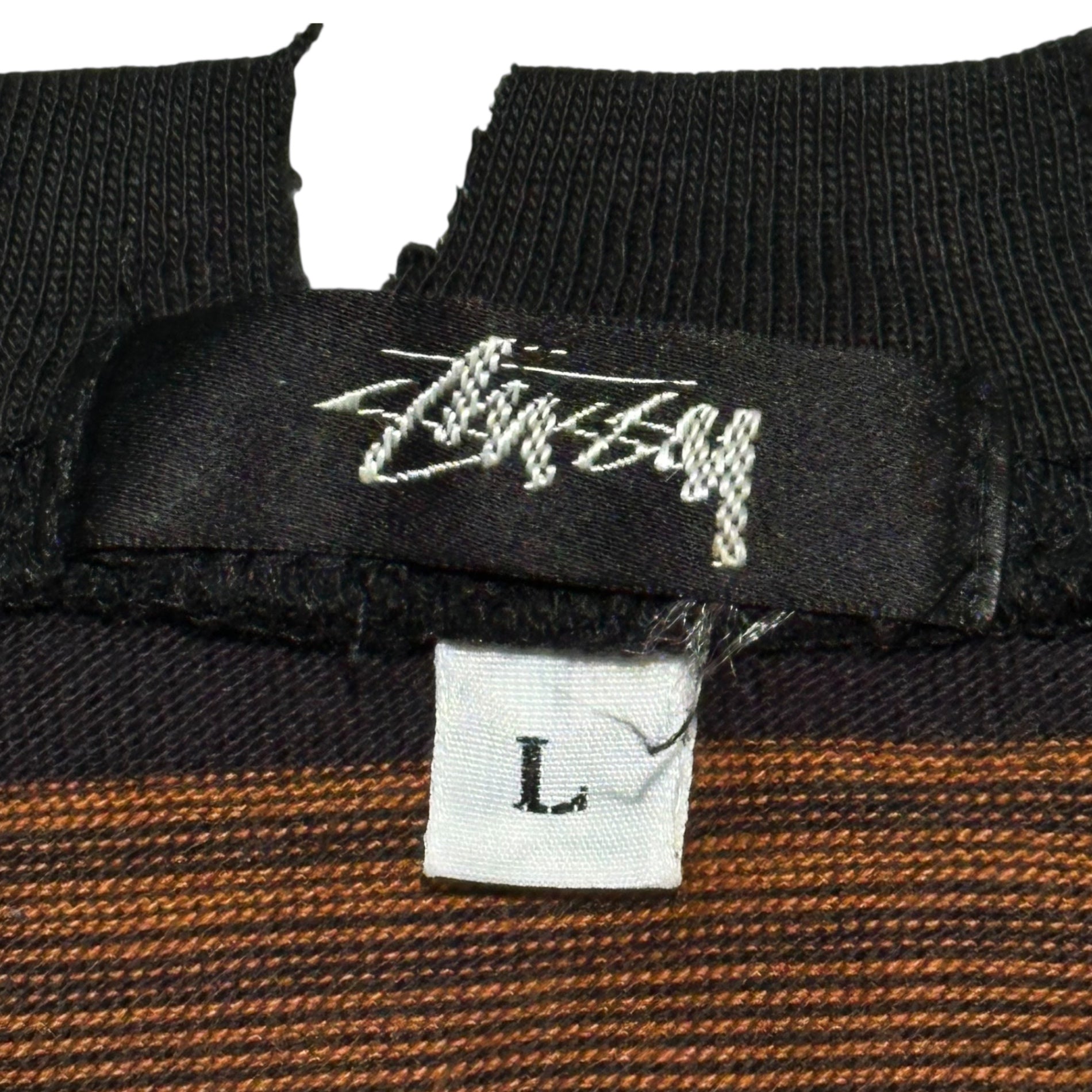 STUSSY(ステューシー) 80's USA Made Vintage Border Pocket Tee ヴィンテージ ボーダー ポケット Tシャツ L ブラック×オレンジ 80年代 初期タグ