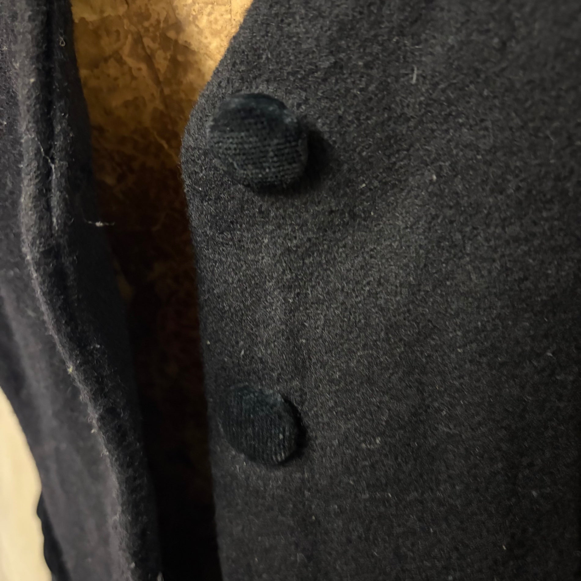 Euro vintage(ヨーロッパヴィンテージ) France 40's~ wool vest ウールとコーデュロイボタンのクラシカルなベスト M~L程度 ブラック