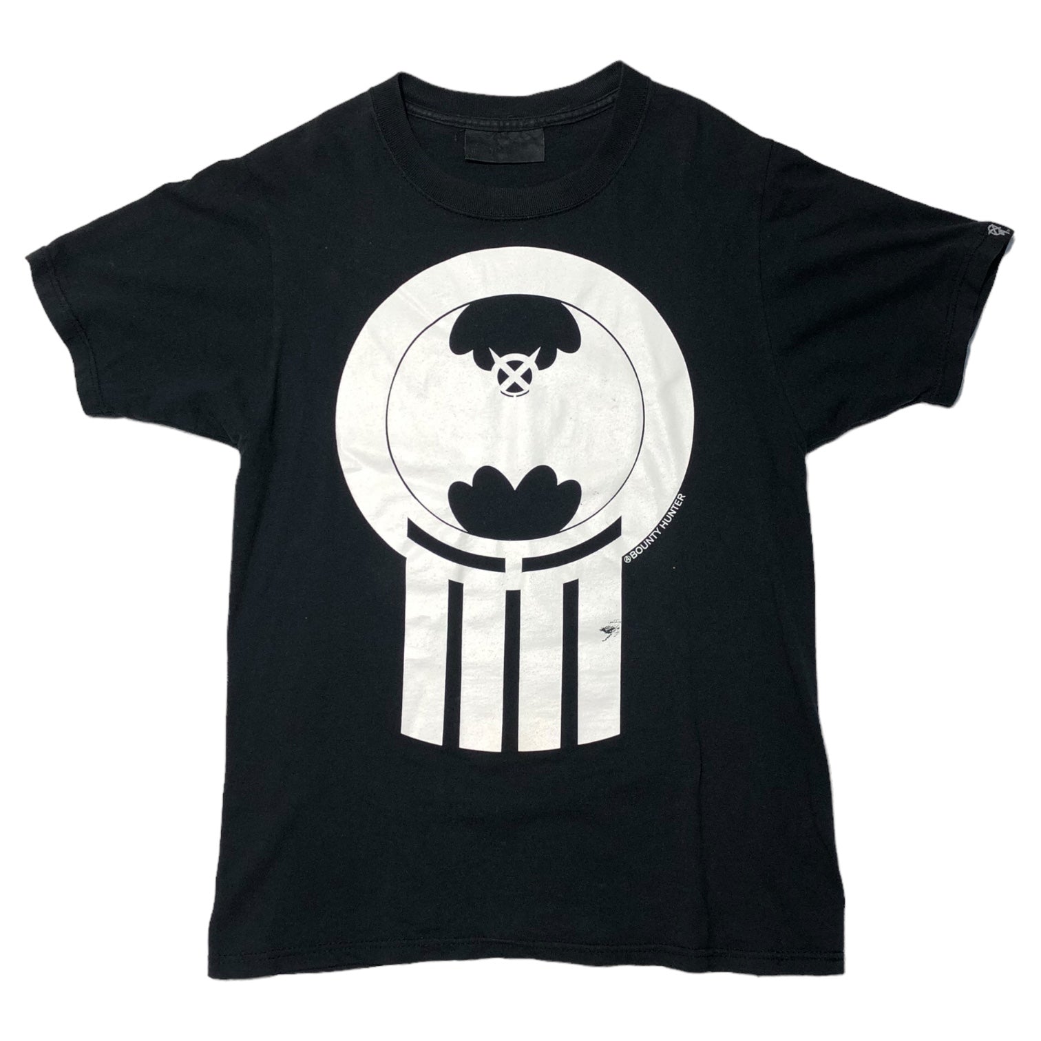 BOUNTY HUNTER(バウンティーハンター) skull family crest Tee スカル 家紋Tシャツ 印字消え(S程度) ブラック×ホワイト