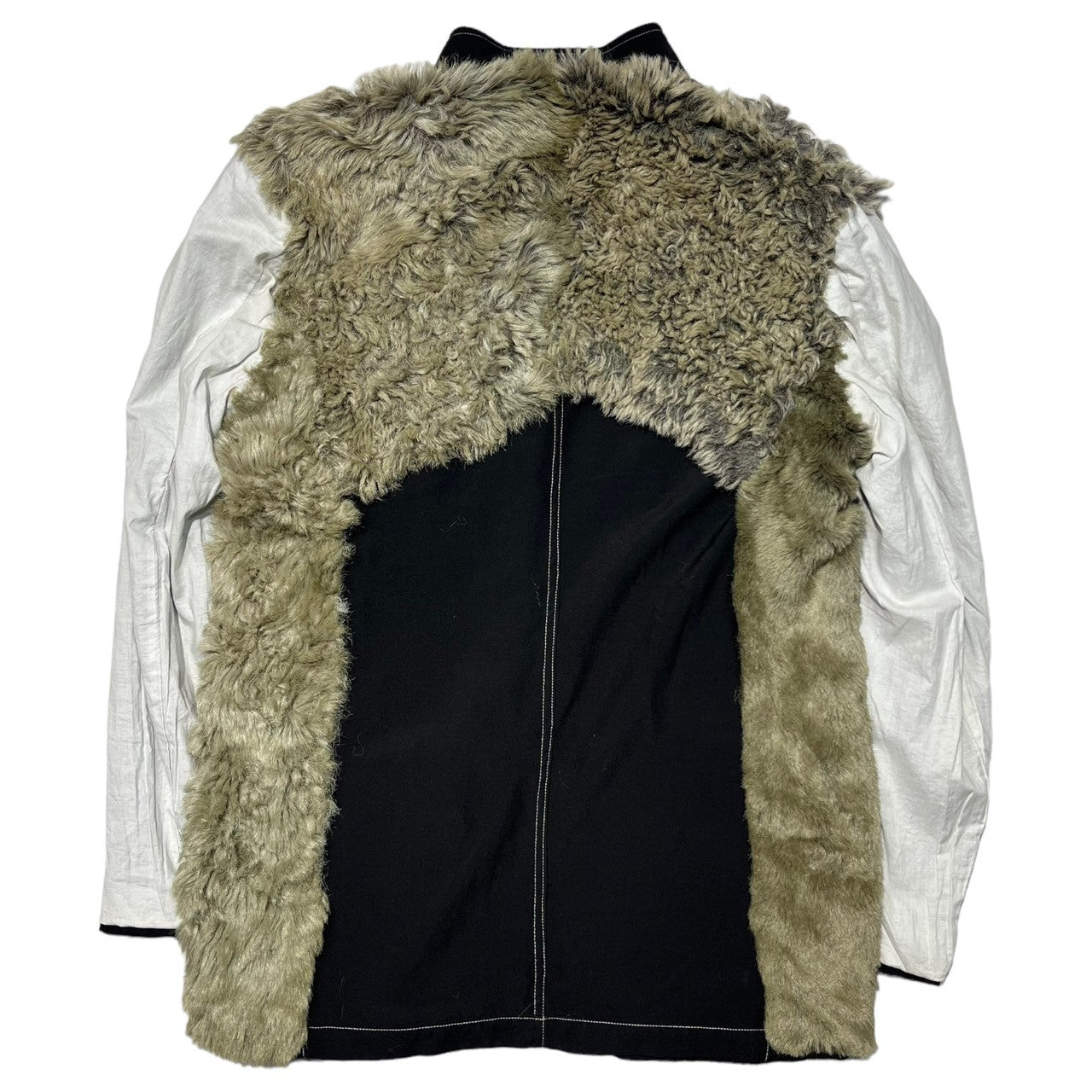 COMME des GARCONS HOMME HOMME(コムデギャルソンオムオム) 00AW inner fur 3 button jacket 内ファー 3ボタン ジャケット 田中オム M ブラック 00's ステッチ テーラード グリズリー