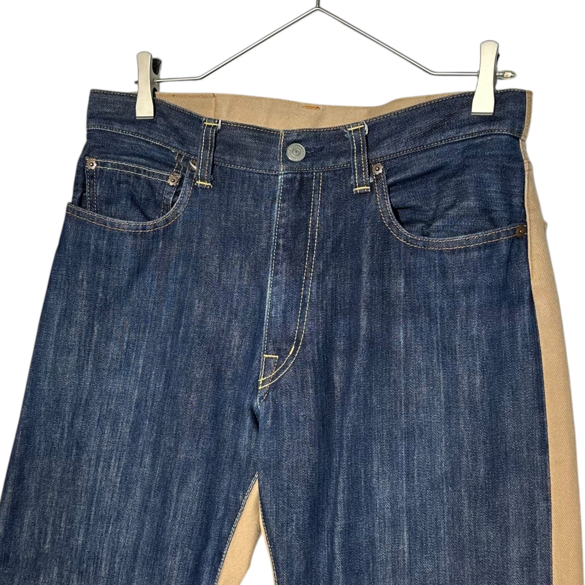KOJIMA GENES(児島ジーンズ) Denim Katsuragi Bicolor Docking Pants デニム カツラギ バイカラー ドッキング パンツ 32 インディゴ×ベージュ