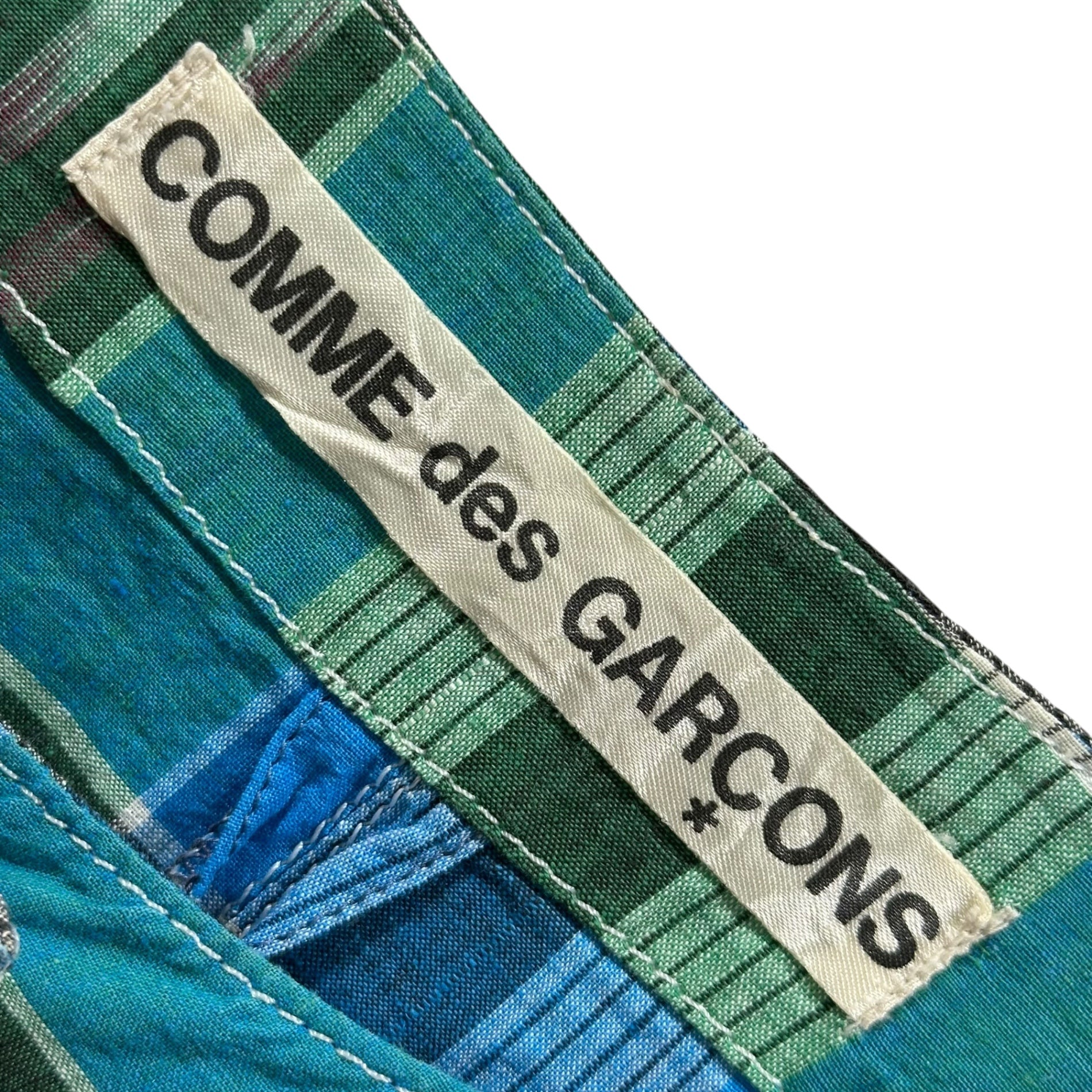 COMME des GARCONS(コムデギャルソン) 1980's Cotton Check Blouse コットン チェック ブラウス J02010Z FREE ブルー×グリーン×イエロー AD表記無 80s アーカイブ