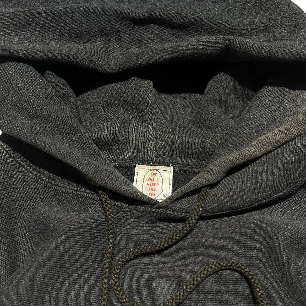 A BATHING APE(アベイシングエイプ) 00's ”MADE BY GENERAL ”ロゴ プリント パーカー S ブラック 初期タグ ape shall never kill ape