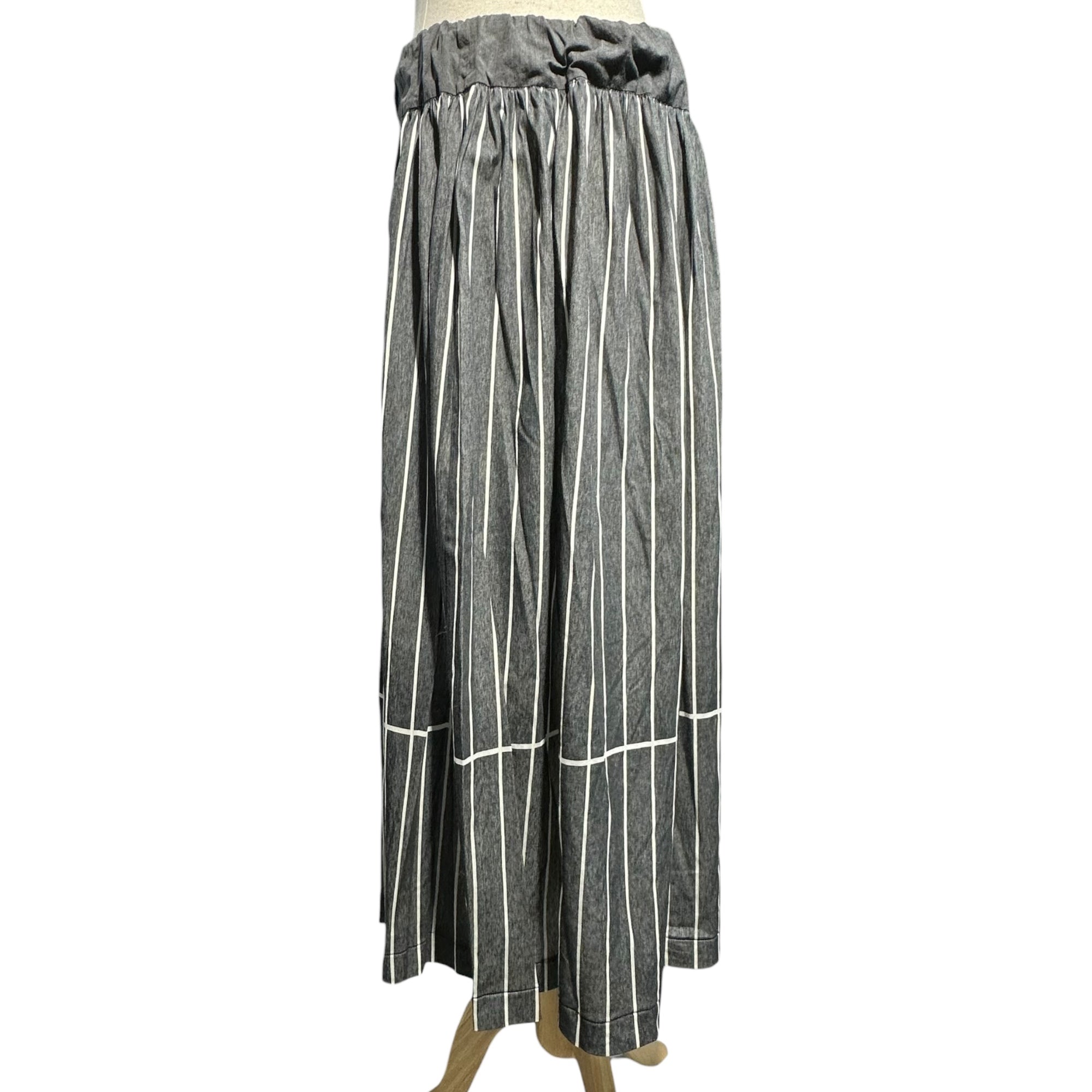 Y's(ワイズ) Striped Cotton Long Skirt ストライプ コットン ロング スカート YE-T47-070 3(L程度) グレー×ホワイト