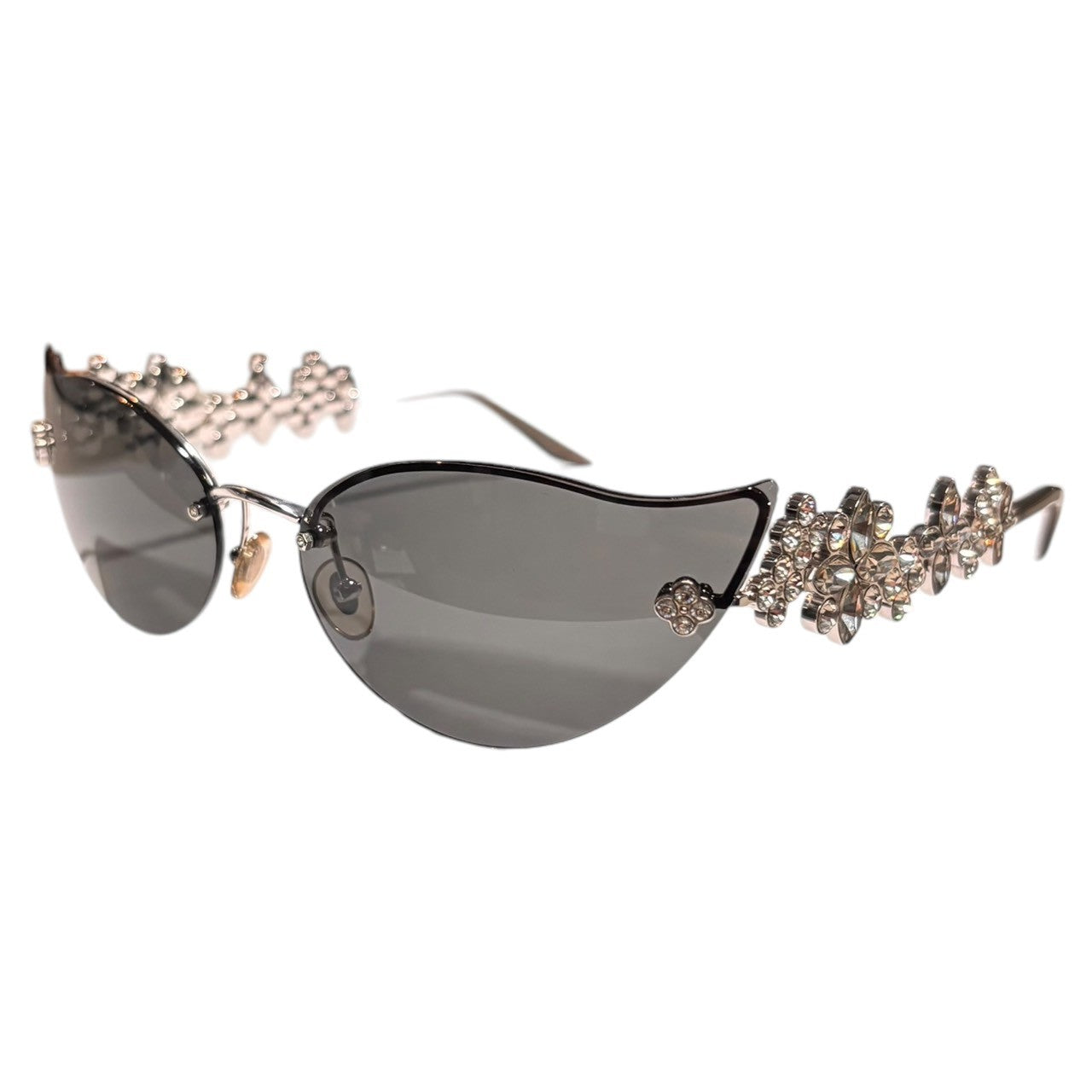LOUIS VUITTON(ルイヴィトン) Limited to 1000 Cat's Eye Swarovski Sunglasses 限定 1000本 キャッツアイ スワロフスキー サングラス 75BR6 67□17-135 ブラック×シルバー 眼鏡 ケース付