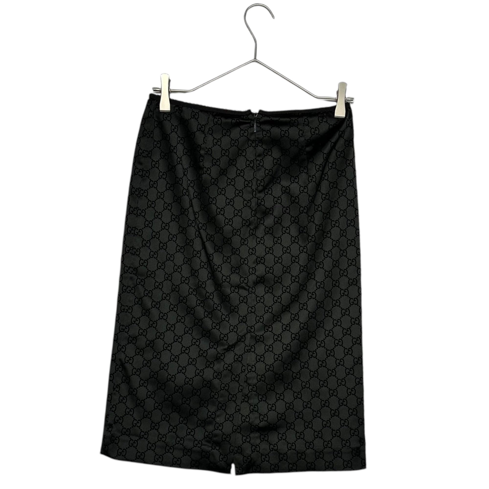 GUCCI(グッチ) 24SS GG printed duchess silk skirt GG プリント ダッチェス シルク スカート 764899 XS ブラック ストレッチ タイト ロゴ