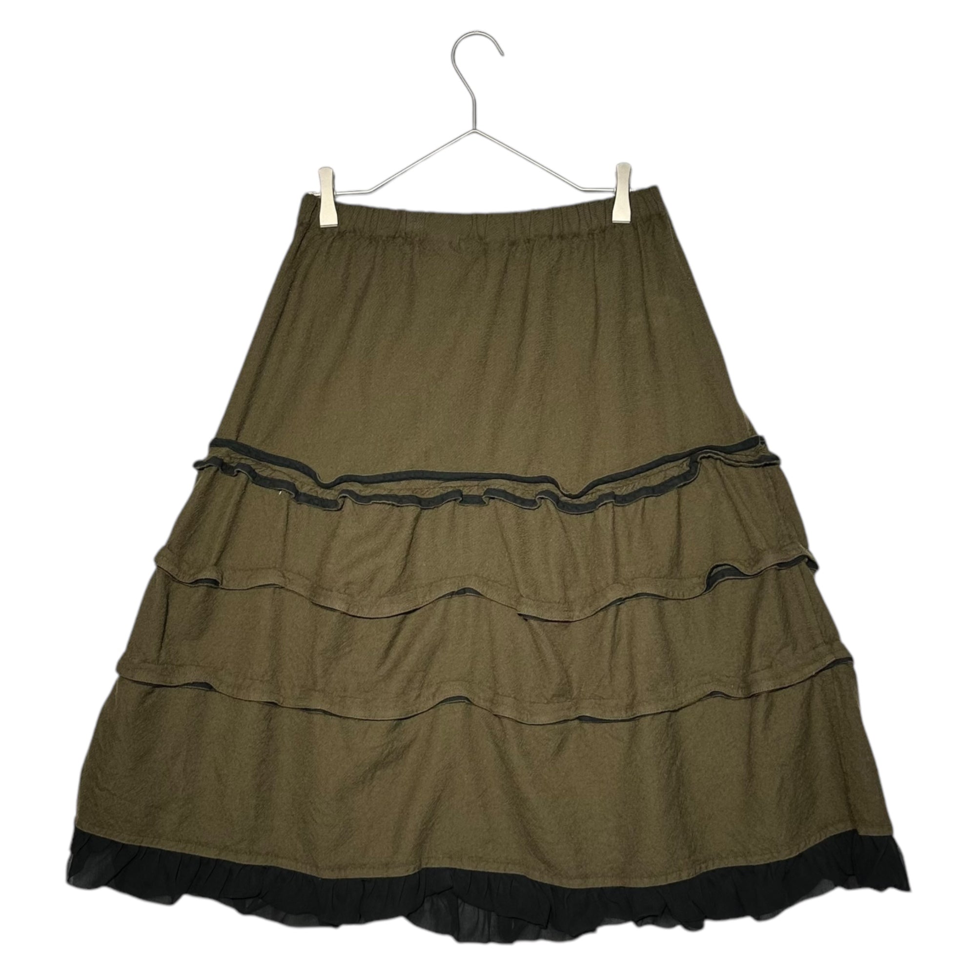 tricot COMME des GARCONS(トリココムデギャルソン) 08AW Wool full tiered skirt ウール 縮絨 ティアード スカート TB-S003 FREE カーキ×ブラック AD2008