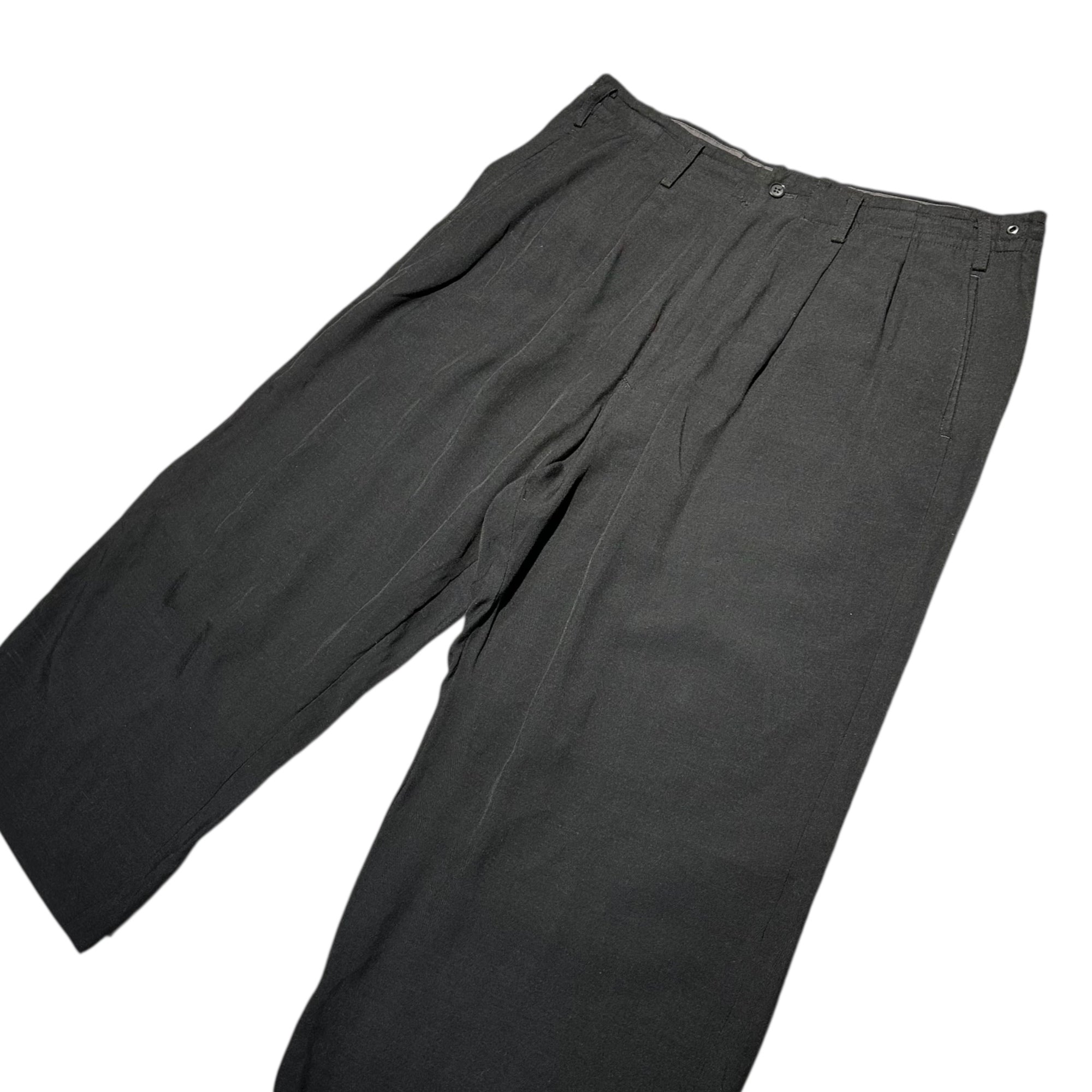 YOHJI YAMAMOTO POUR HOMME(ヨウジヤマモトプールオム) 10SS 2-Tuck Wide Pants キュプラ レーヨン リネン 2タック ワイド パンツ HJ-P09-209 3 ブラック