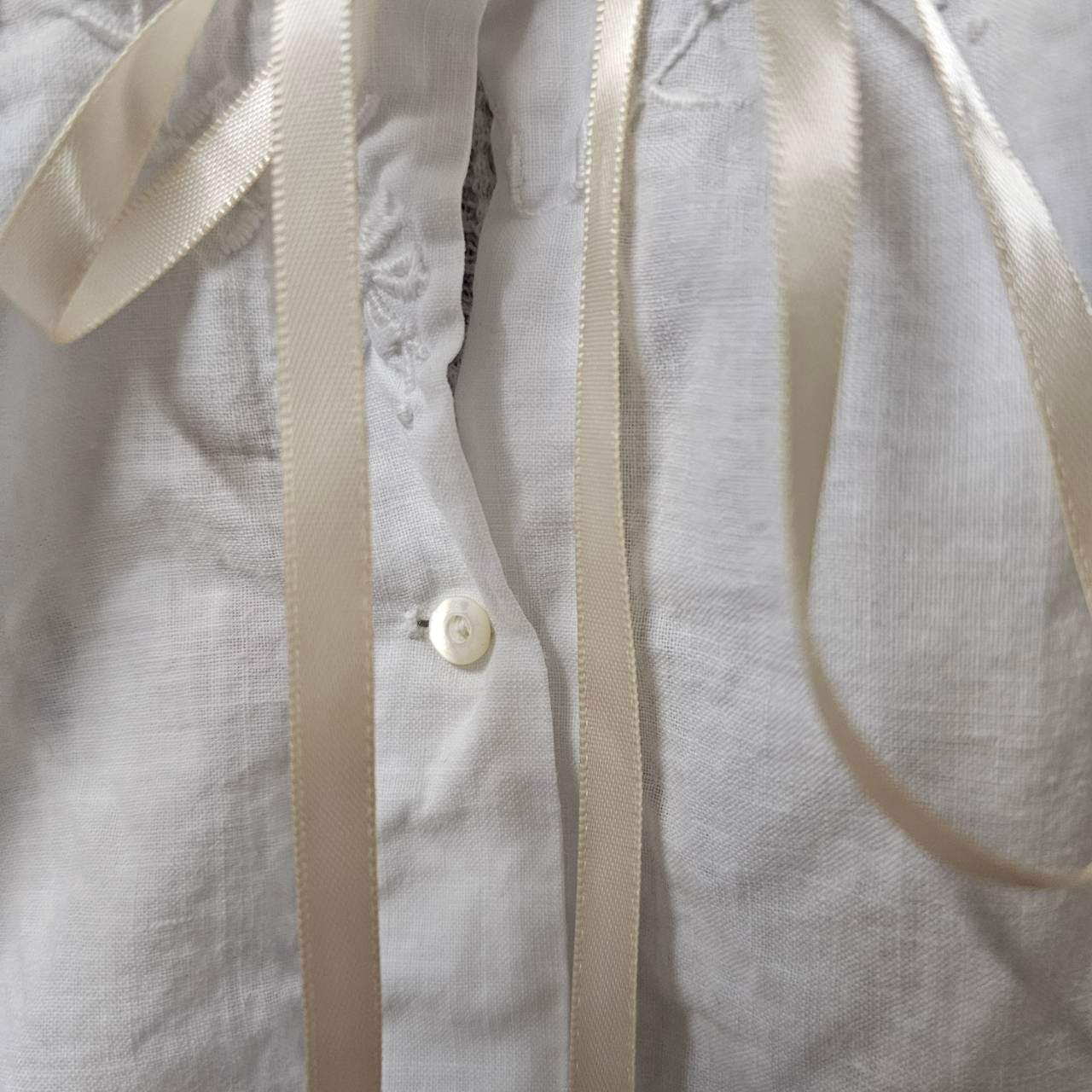 Euro antique(ヨーロッパアンティーク) 20’~30's piping stich remake nighty dress onepiece パイピングリボン付きリメイクコットンナイティドレス /ワンピース 表記無し(M~Lサイズ程度) ホワイト×ペールピンク