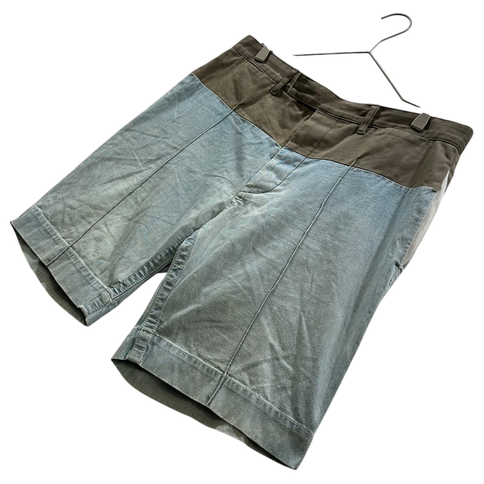 sacai(サカイ) 2013SS Cotton Chino Cloth Paneled Chambray Shorts コットン チノクロス 切替 シャンブレー ショーツ ハーフパンツ 13-00403M 2 ライトインディゴ×カーキ