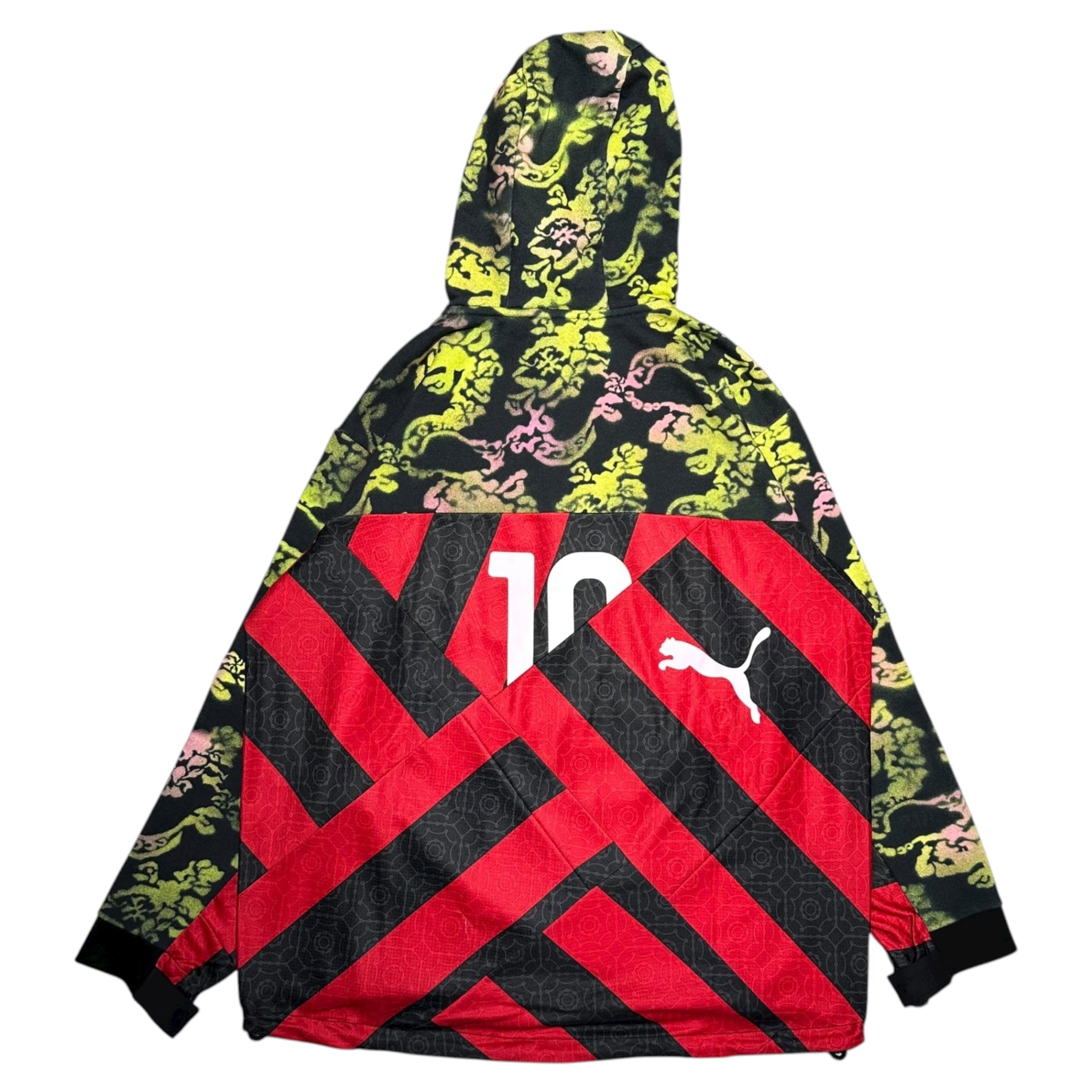 KOCHE × PUMA(コシェ × プーマ) Game Shirt-Style Half-Zip Hoodie with All-Over Print ゲームシャツ 切替 総柄 ハーフジップ パーカー SK3GU0008 S24395 M レッド×ブラック×イエロー