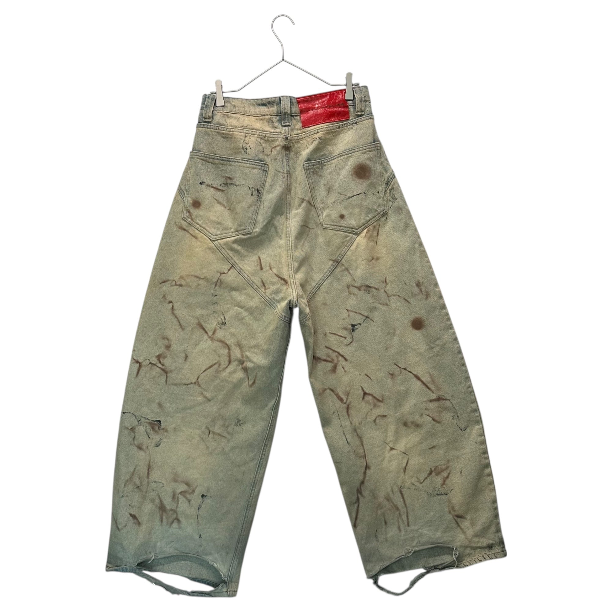 LATUI ATELIER(ラトゥイ アトリエ) Vintage-Washed Wide-Leg Baggy Denim Pants ヴィンテージ加工 ワイド バギー デニム パンツ M ライトインディゴ