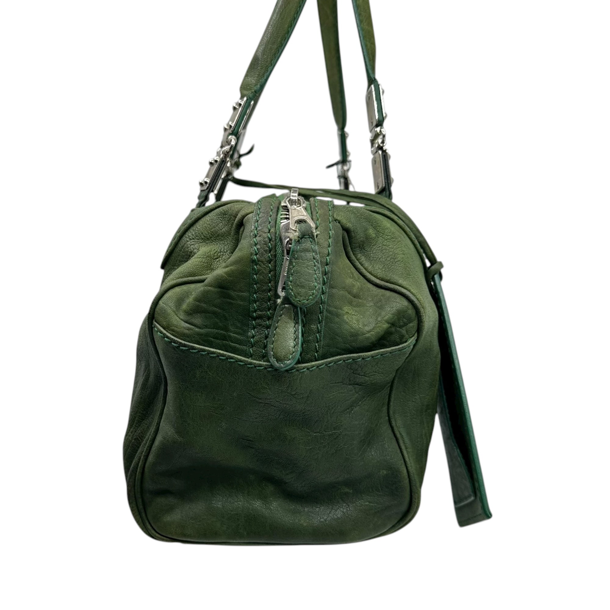 BALENCIAGA(バレンシアガ) 00's Logo Plate Leather Boston Bag 00年代 ロゴ プレート レザー ボストン バッグ 323587.3740 グリーン アーカイブ