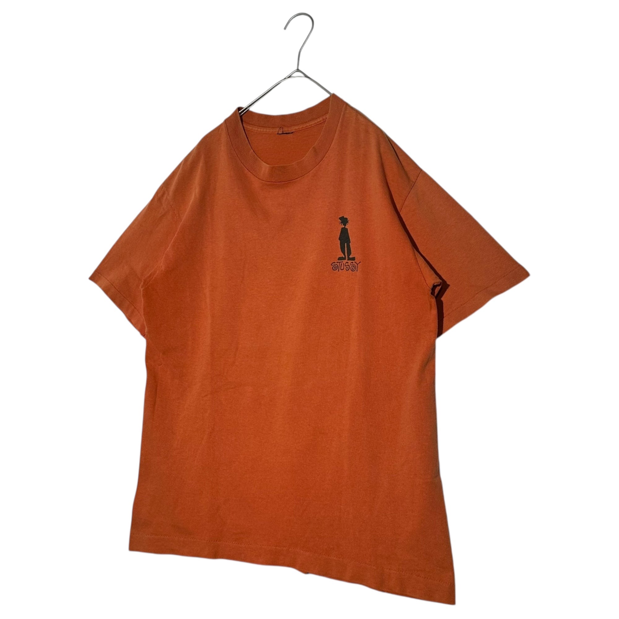 STUSSY(ステューシー) 80's SHADOW MAN TEE シャドーマン プリント Tシャツ 表記無(M程度) オレンジ 80年代 ヴィンテージ オールド