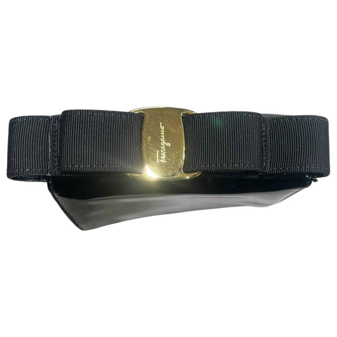 Salvatore Ferragamo(サルヴァトーレフェラガモ) Vara Ribbon Enamel Leather Hand Bag ヴァラ リボン エナメル レザー ハンド バッグ AX 21 3104 ブラック