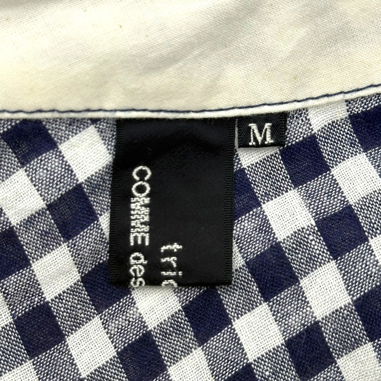 tricot COMME des GARCONS(トリココムデギャルソン) 17SS Gingham Check Linen Blend Back Open Sleeveless Blouse ギンガム チェック リネン ミックス バックオープン ノースリーブ ブラウス TS-B021 M ネイビー×ホワイト AD2016