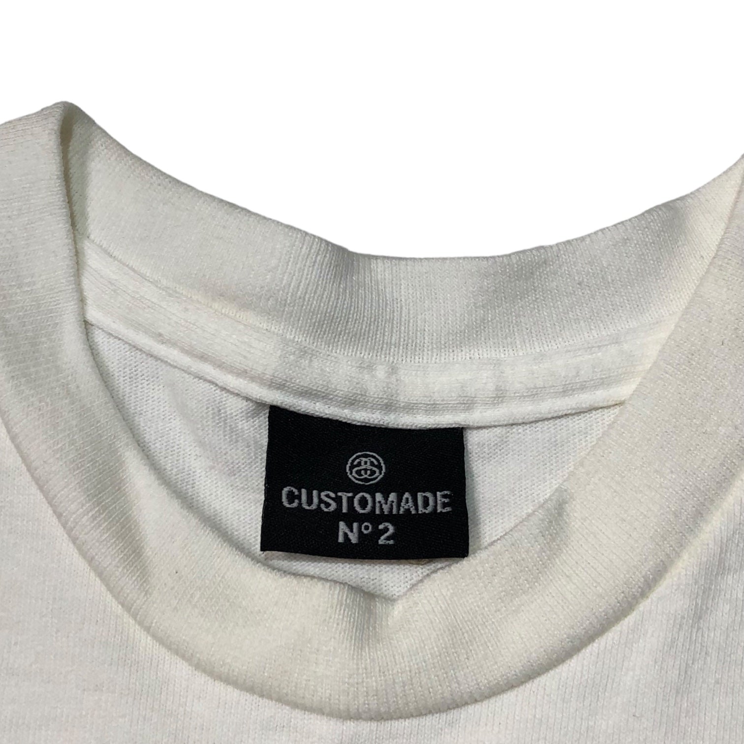 STUSSY(ステューシー) 00's CUSTOMADE riders skull Tシャツ ライダース スカル SIZE FREE ホワイト 逆さクロスボーンスカル OLD STUSSY