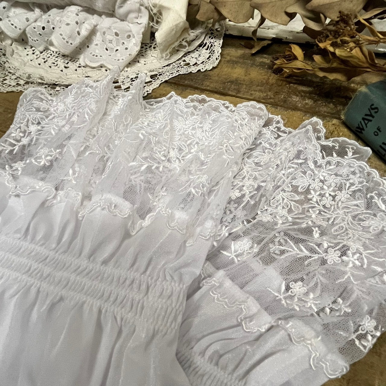 VINTAGE(ヴィンテージ) white drawers pants with lace レース付きドロワーズパンツ Mサイズ ホワイト