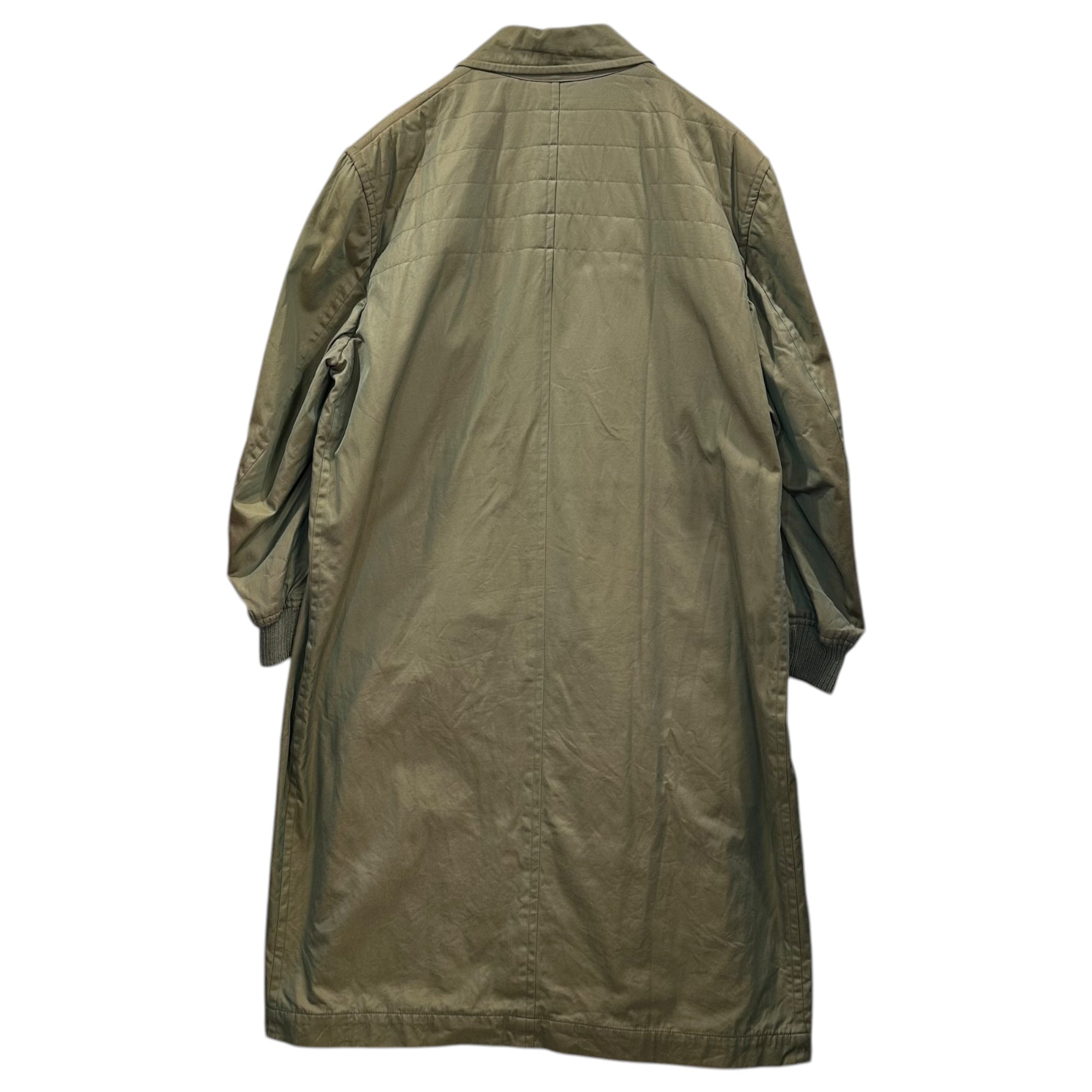 COMME des GARCONS HOMME(コムデギャルソンオム) 80's Top-Sewn Quilted Long Trench Coat in Iridescent Colors 80年代 上身頃 キルティング 玉虫 ロング トレンチコート HC-050060 M カーキ AD表記無 川久保玲 本人期 ヴィンテージ 稀少アイテム