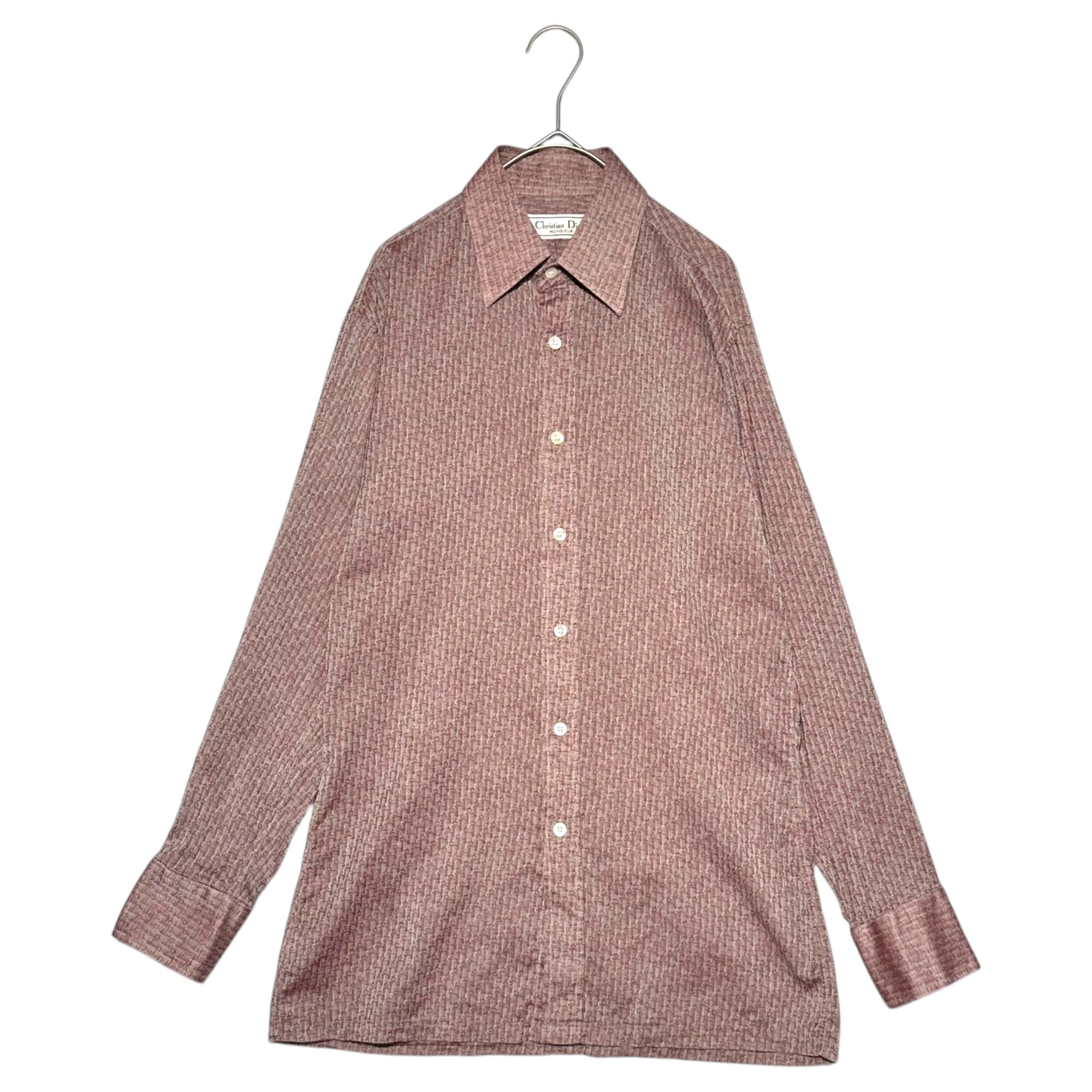 Christian Dior MONSIEUR(クリスチャンディオールムッシュ) Vintage Trotter L/S Shirt ヴィンテージ トロッター柄 長袖 ドレス シャツ 38(M程度) レッド