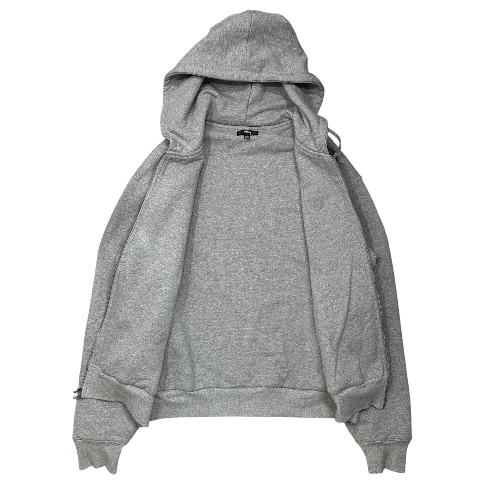 STUSSY(ステューシー) Double Face Label Zip Hoodie ダブル フェイス ラベル ジップ パーカー L ライトグレー