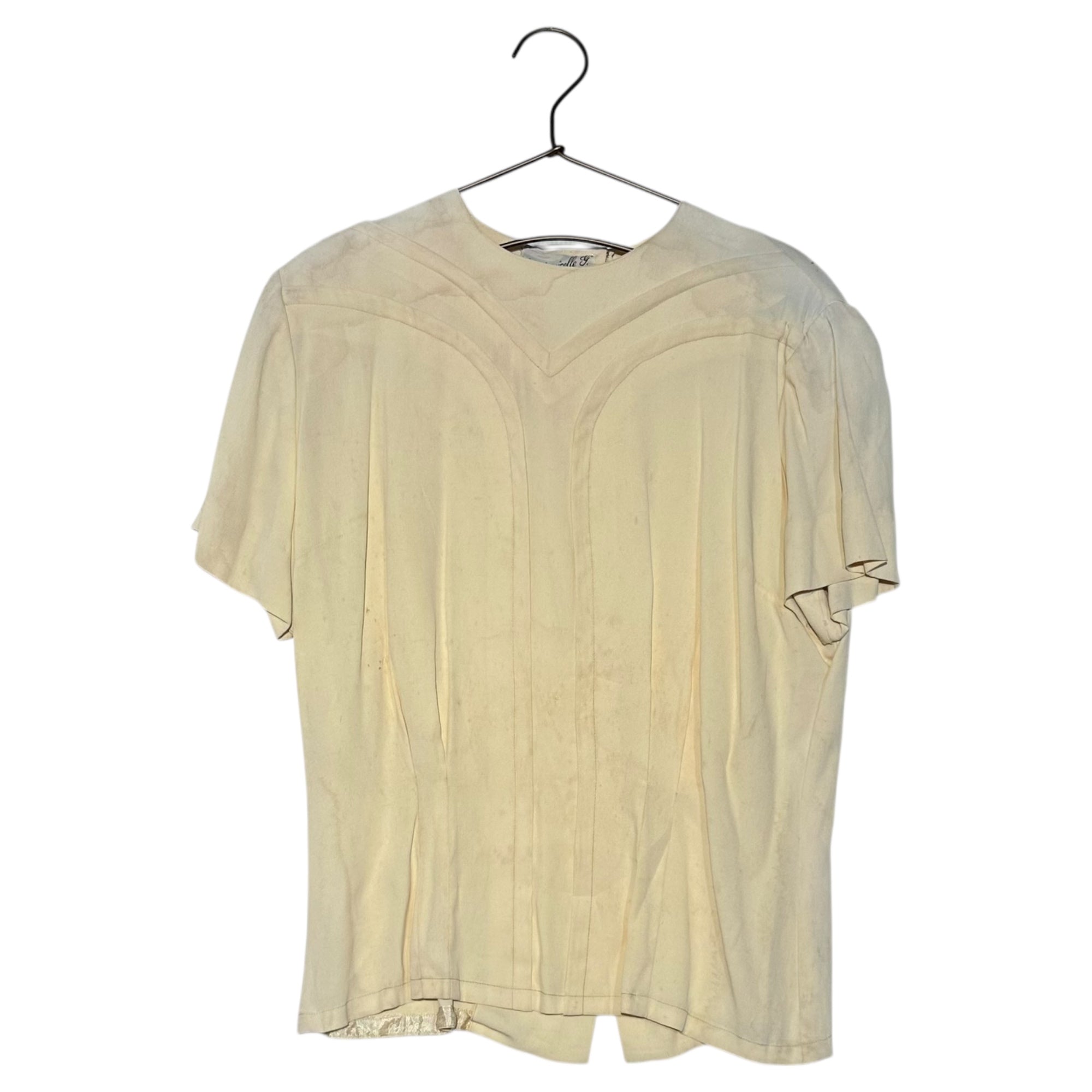 VINTAGE(ヴィンテージ) front design blouse デザインカットソー 後ろボタン 表記無し(Mサイズ程度) ベージュ / 小穴有