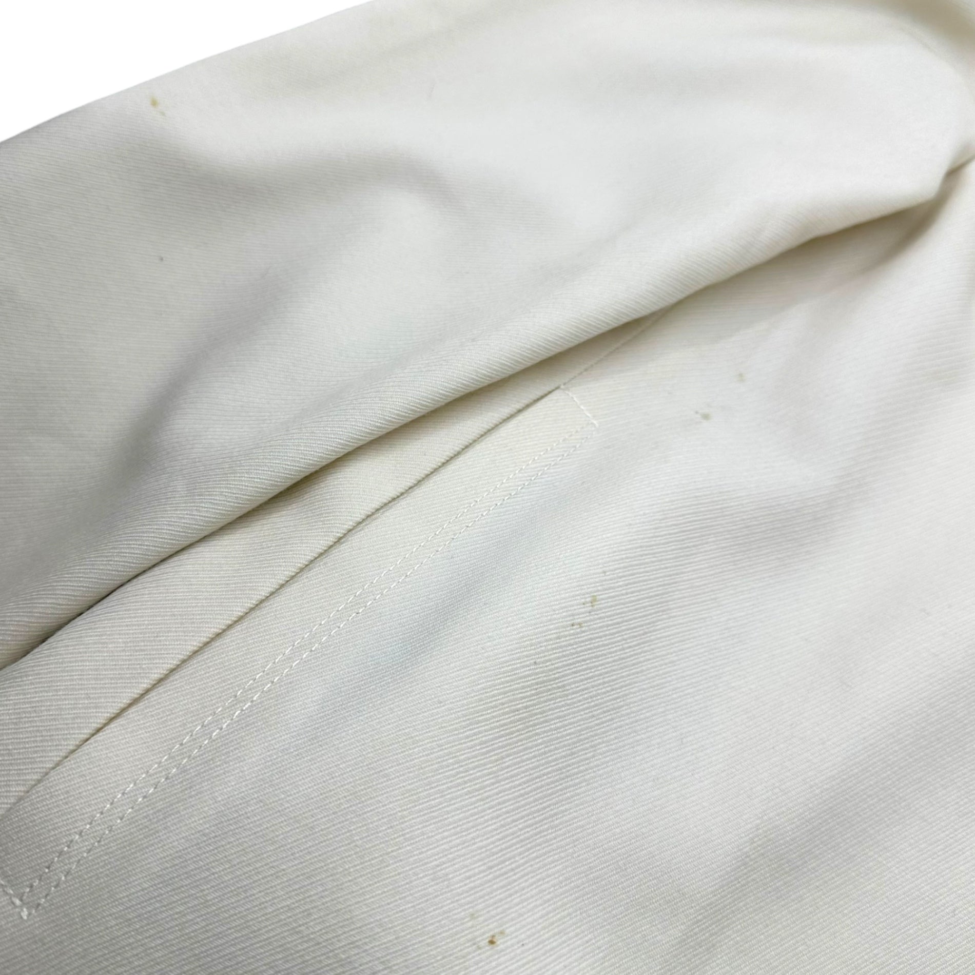 Euro vintage(ヨーロッパヴィンテージ) 70's~ Style_collarless long coat ノーカラーロングコート 表記無し(Mサイズ程度) ホワイト / フロントに小シミ有