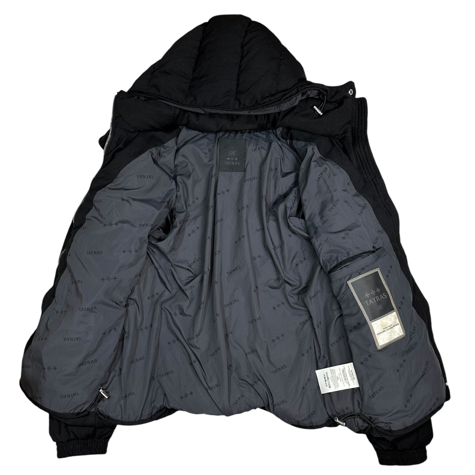 TATRAS(タトラス) 21AW R Line DOMIZIANO Wool Silk Hooded Down Jacket Rライン ドミッツィアーノ ウール シルク フーデッド ダウン ジャケット MTAT21A4289-D 03(L程度) ブラック