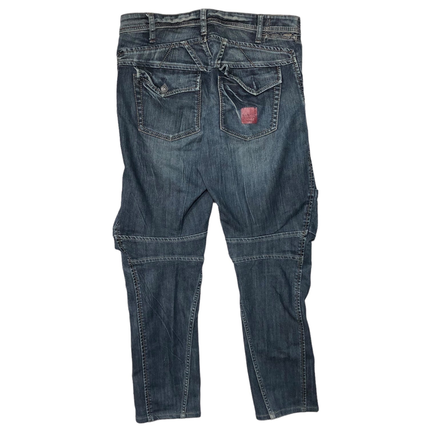 MARITHE FRANCOIS GIRBAUD(マリテフランソワジルボー) 00's Logo 3D denim pants ロゴ 立体裁断 デニム パンツ M5-1146 L インディゴ Y2K ギミック