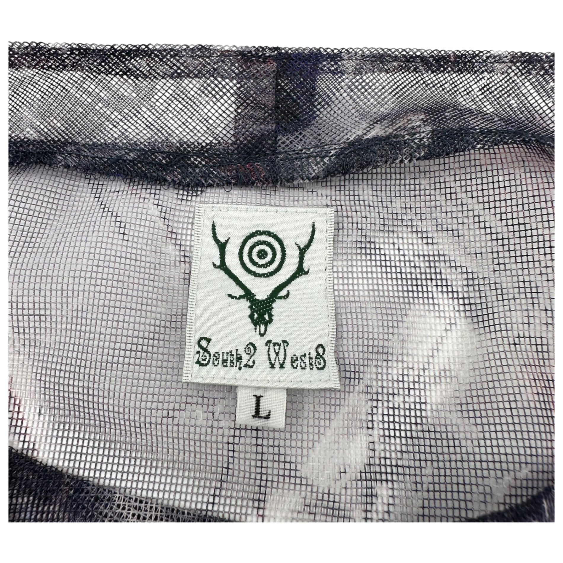 South2 West8 S2W8(サウス2ウエスト8) 23SS Bush Crew Neck Shirt - Poly Lightweight Mesh/Print ブッシュ クルーネック シャツ GL795 L パープル メッシュ シアー シースルー 長袖 Tシャツ カットソー