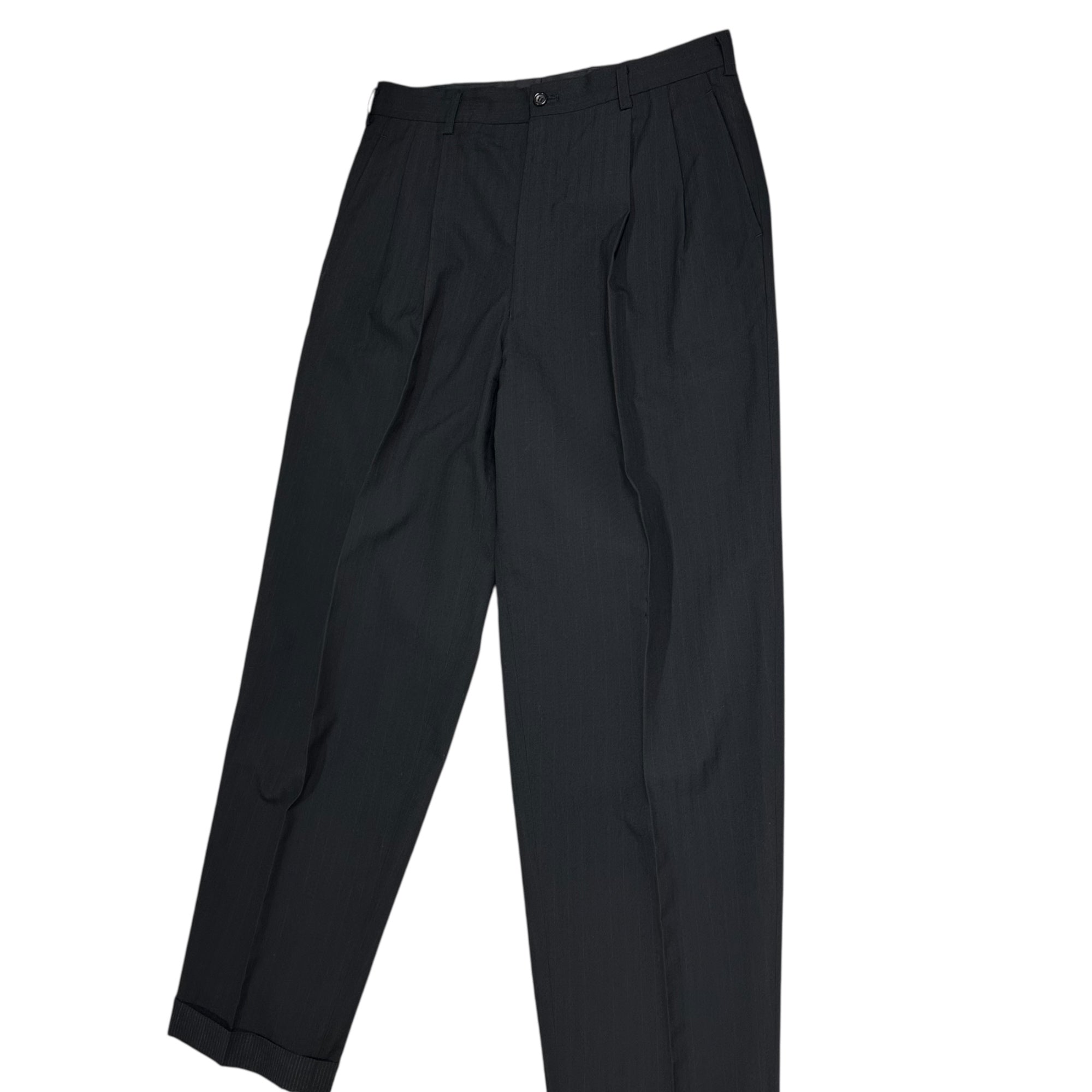 COMME des GARCONS HOMME(コムデギャルソンオム) 90AW Vintage Two-Tuck Red Striped Wide Slacks ヴィンテージ ツータック レッド ストライプ ワイド スラックス HP-11017L L ブラック AD1990 初期田中オム