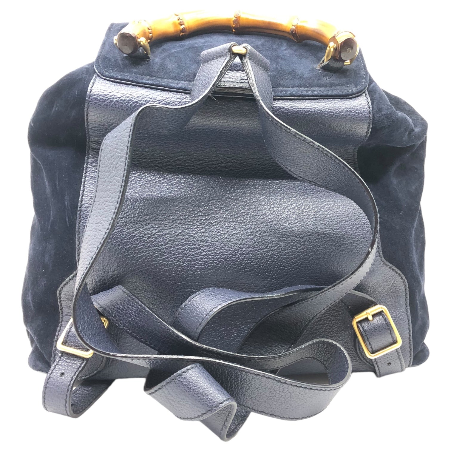 GUCCI(グッチ) vintage suede leather bamboo backpack ヴィンテージ スウェード レザー バンブー リュック 003 1998 0016 ネイビー バックパック 竹 鞄 バッグ