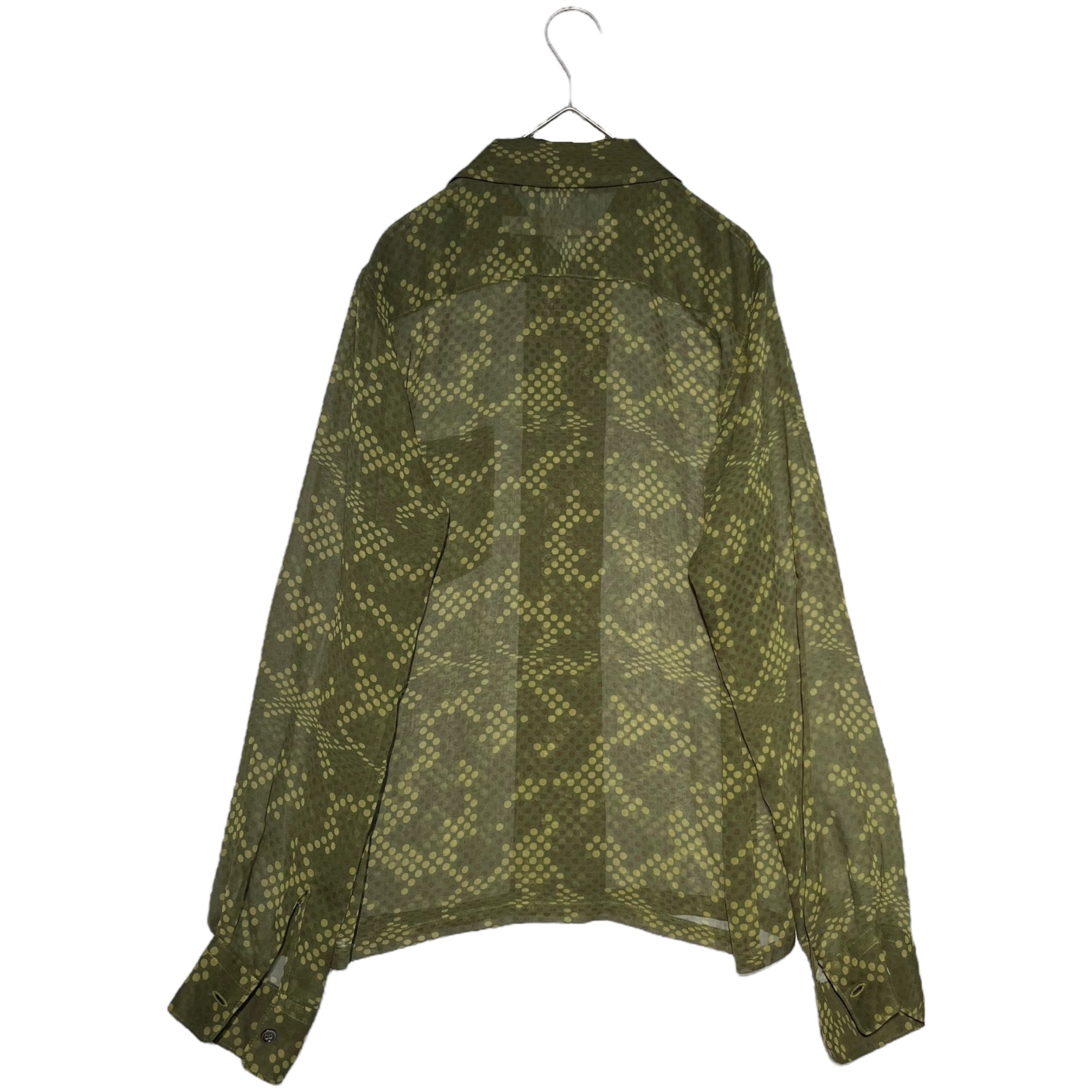 COMME des GARCONS(コムデギャルソン) 01SS Dot KAMO sheer round collar shirt dotto ドット カモ シアー 丸襟 シャツ ブラウス M カーキ AD2000