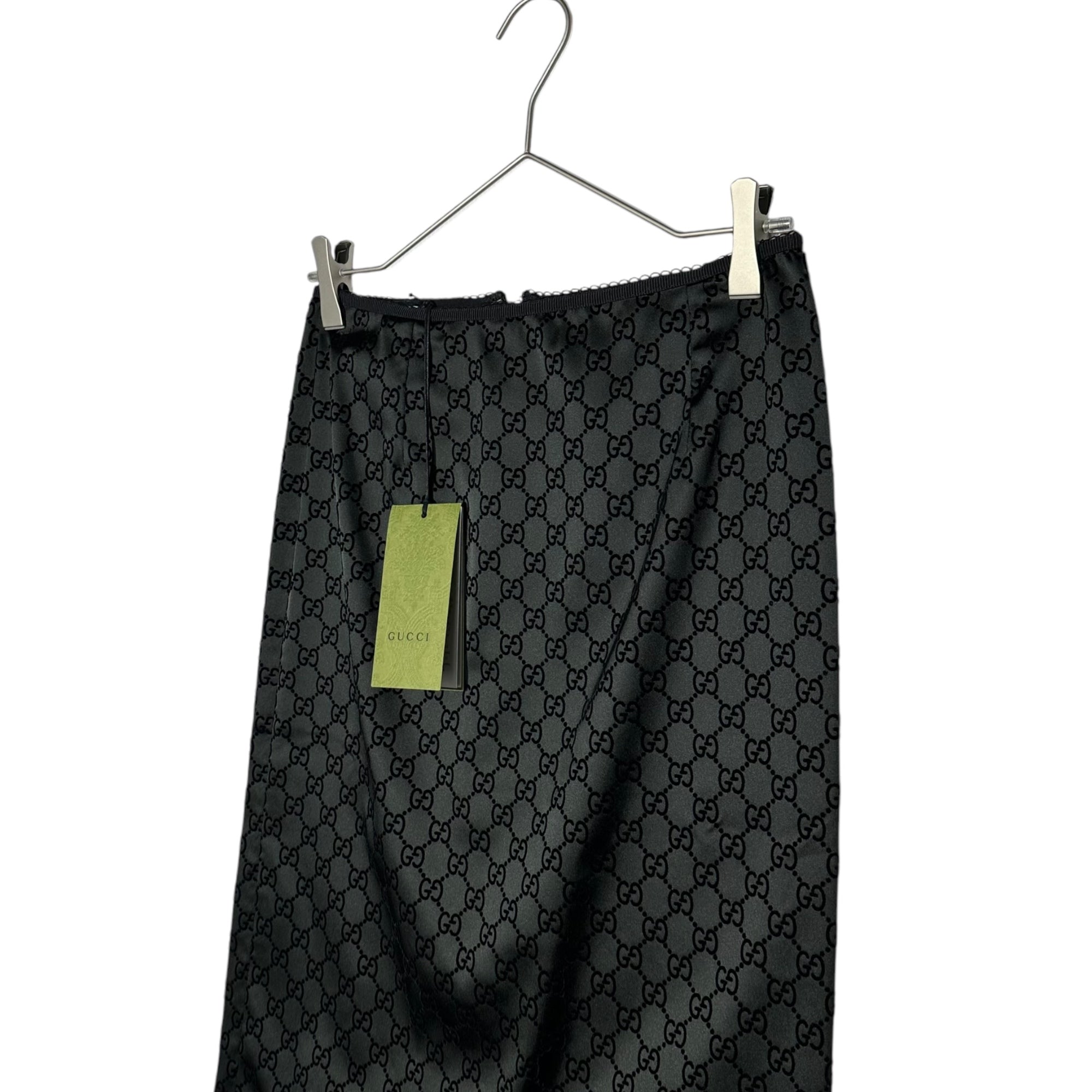 GUCCI(グッチ) 24SS GG printed duchess silk skirt GG プリント ダッチェス シルク スカート 764899 XS ブラック ストレッチ タイト ロゴ