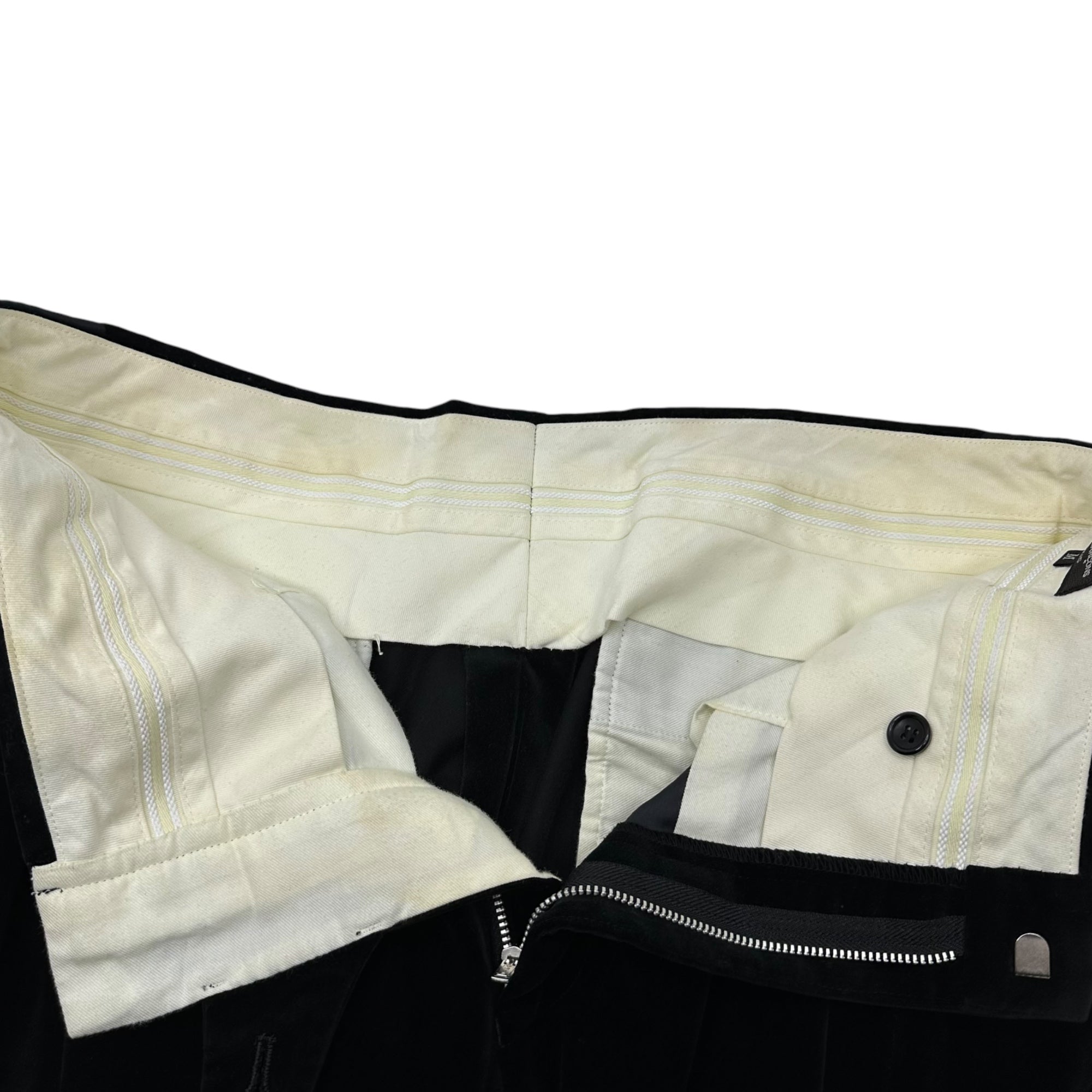 COMME des GARCONS HOMME PLUS(コムデギャルソンオムプリュス) 19AW Side Chapter Velour Tuck Pants 側章 ベロア タック パンツ PD-P009 M ブラック AD2019 スラックス ワイド テーパード