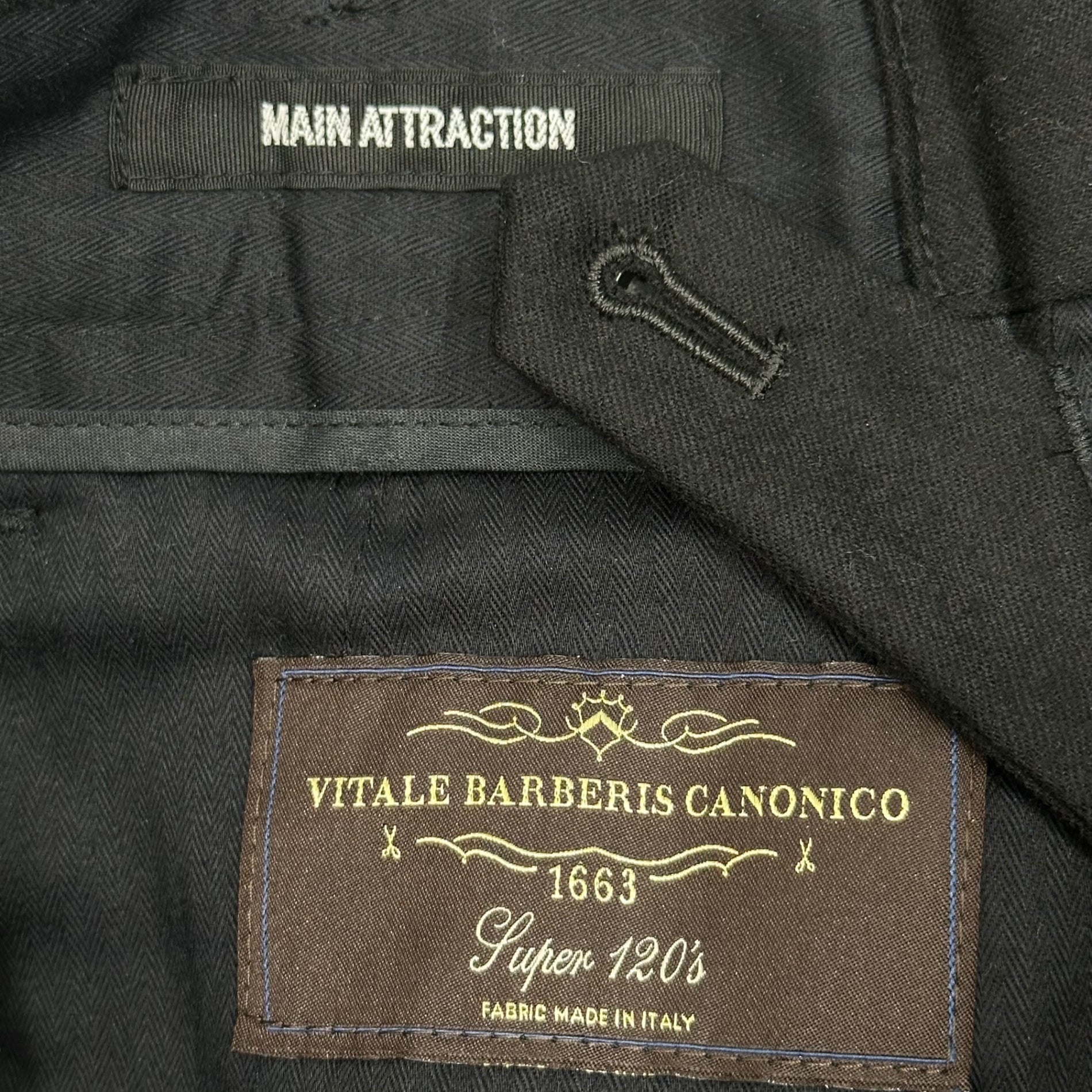 MAIN ATTRACTION(メインアトラクション) VITALE BARBERIS CANONICO Super 120’s Wool slacks ウール スラックス 4LI 9307 6004 1 ブラック パンツ
