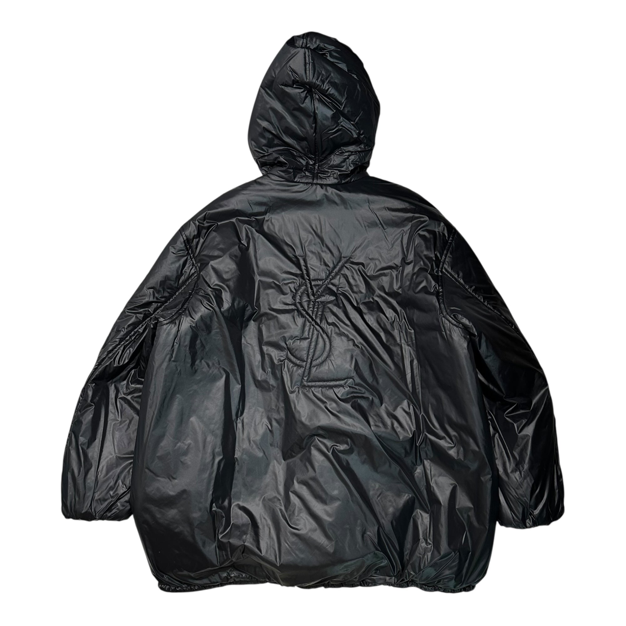 Saint Laurent(サンローラン) 23AW Cassandra Logo Padded Anorak Long Jacket カサンドラ ロゴ パデッド アノラック ロング ジャケット YP53 2023 00023 50 ブラック M71U 758264 Y5F65 1000 2023FW 中綿