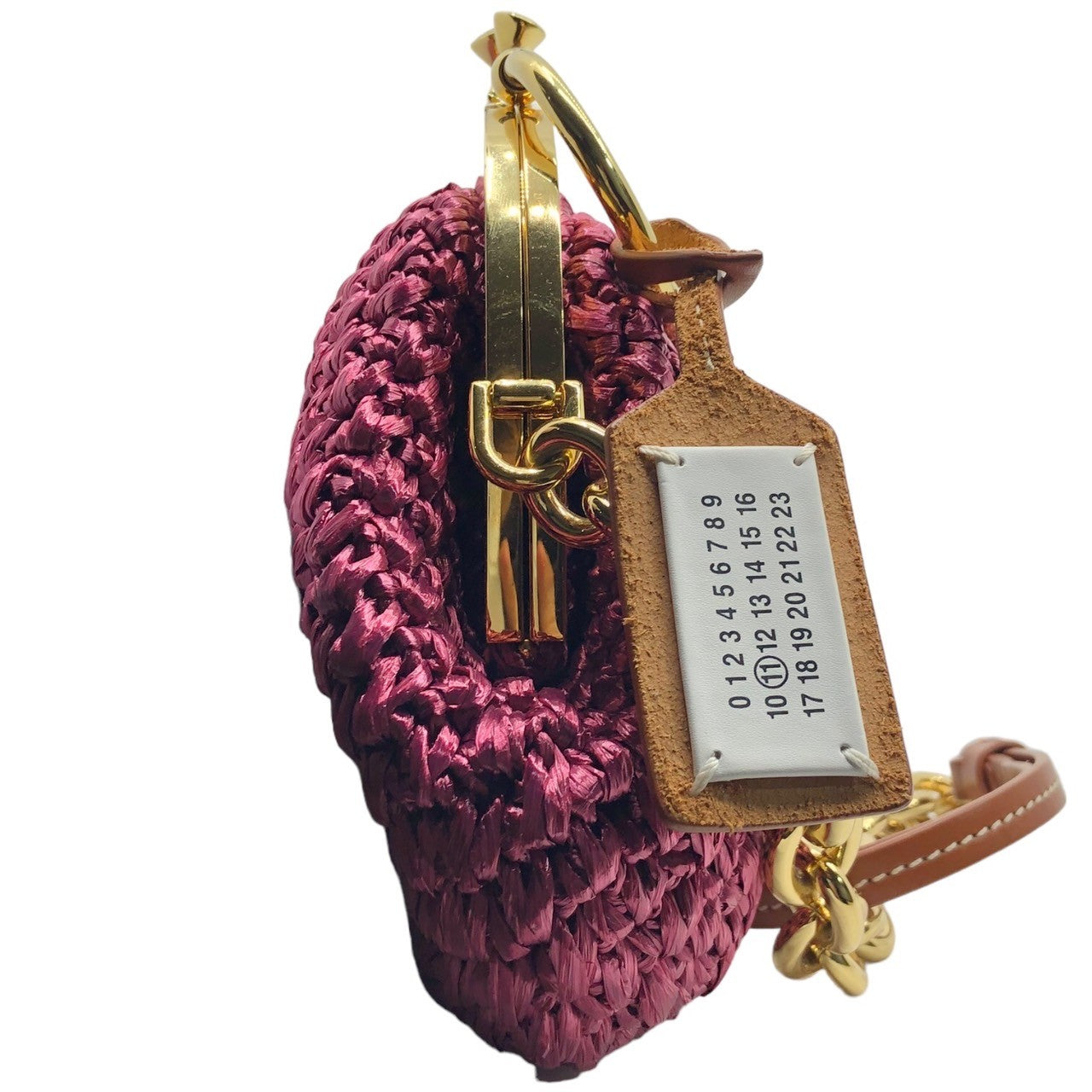 MAISON MARGIELA(メゾンマルジェラ) RAFFIA S.W.A.L.K. II SMALL BAG ニットハンド ショルダー がま口バッグ S56WD0130 ピンク チェーンバッグ