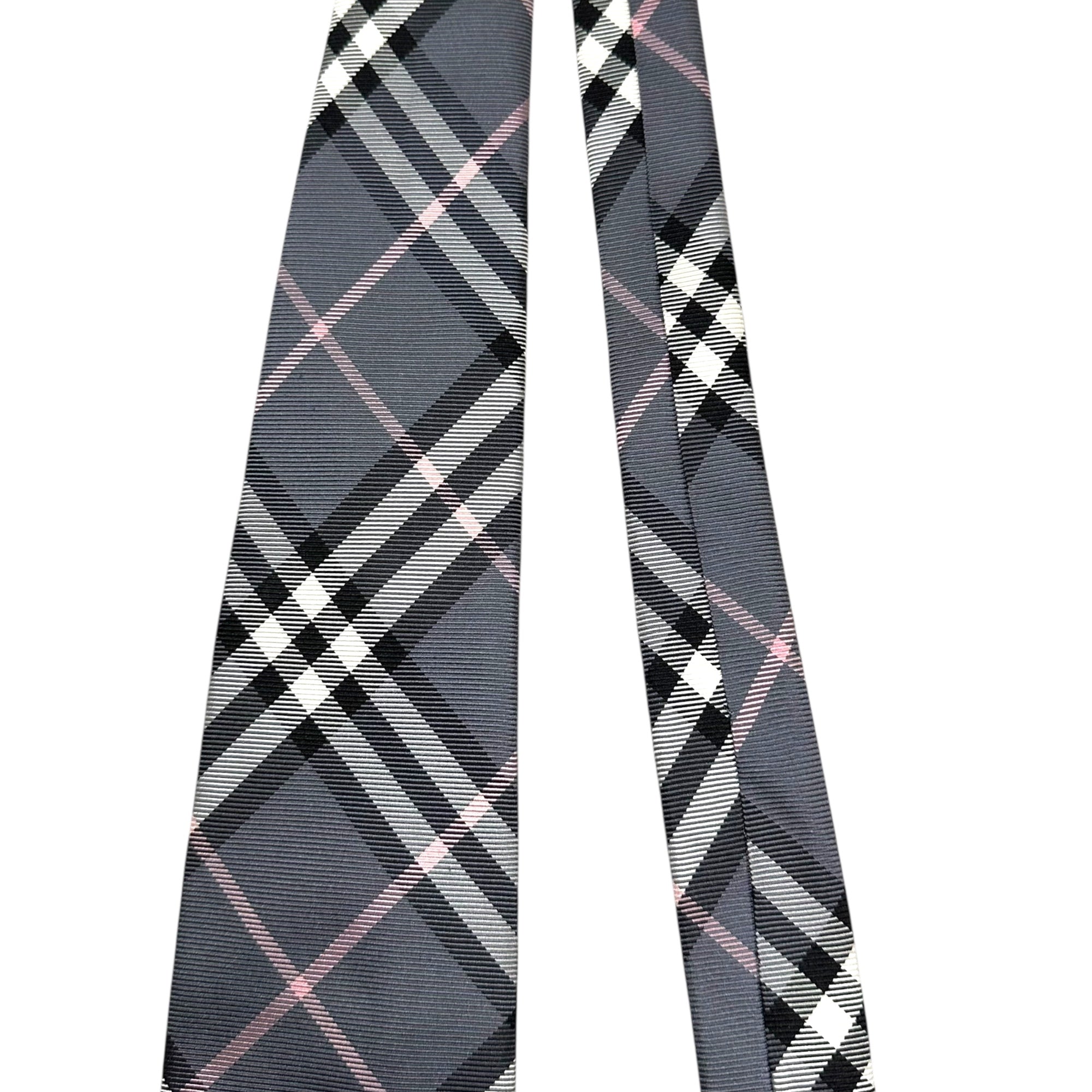 BURBERRY BLACK LABEL(バーバリーブラックレーベル) Nova Check Silk Tie ノヴァチェック シルク ネクタイ グレー×ピンク