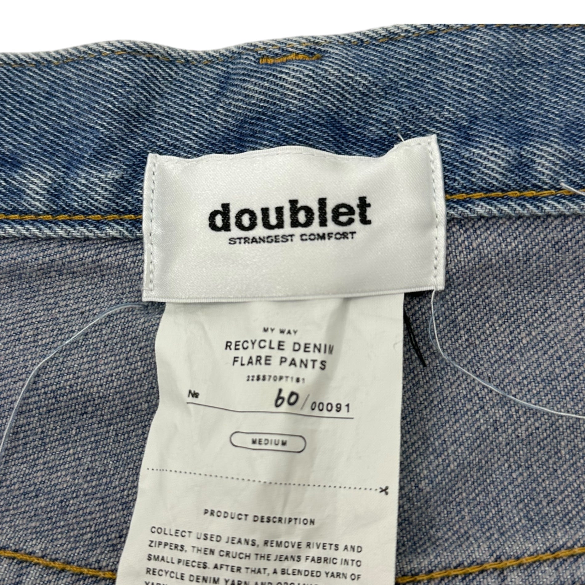 doublet(ダブレット) 22SS RECYCLE DENIM FLARE PANTS ブーツ カット フレア デニム パンツ 22SS70PT181 M インディゴ