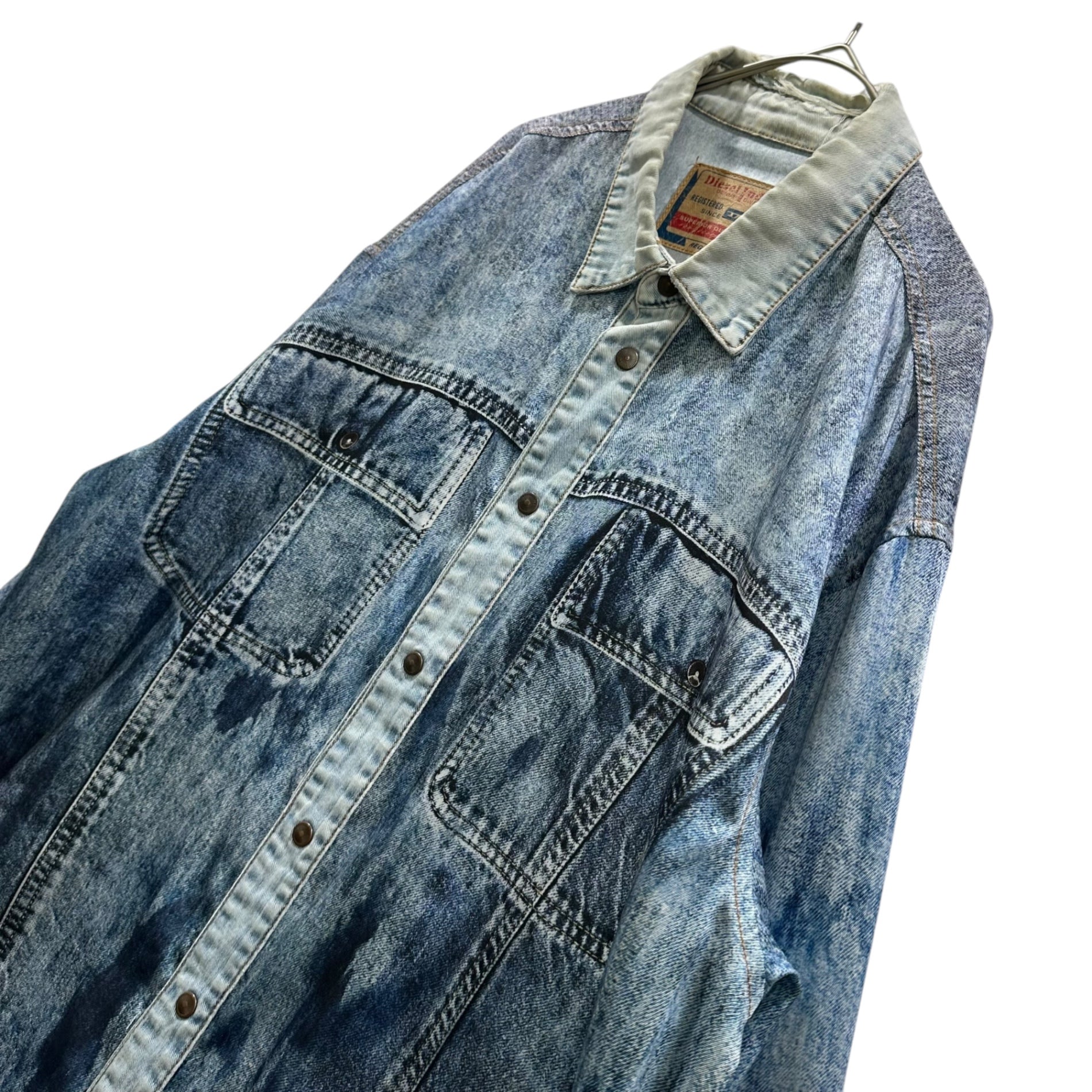 DIESEL(ディーゼル) Denim-Transfer L/S Shirt デニム 転写 長袖 シャツ A06358 S-GILLY L インディゴ