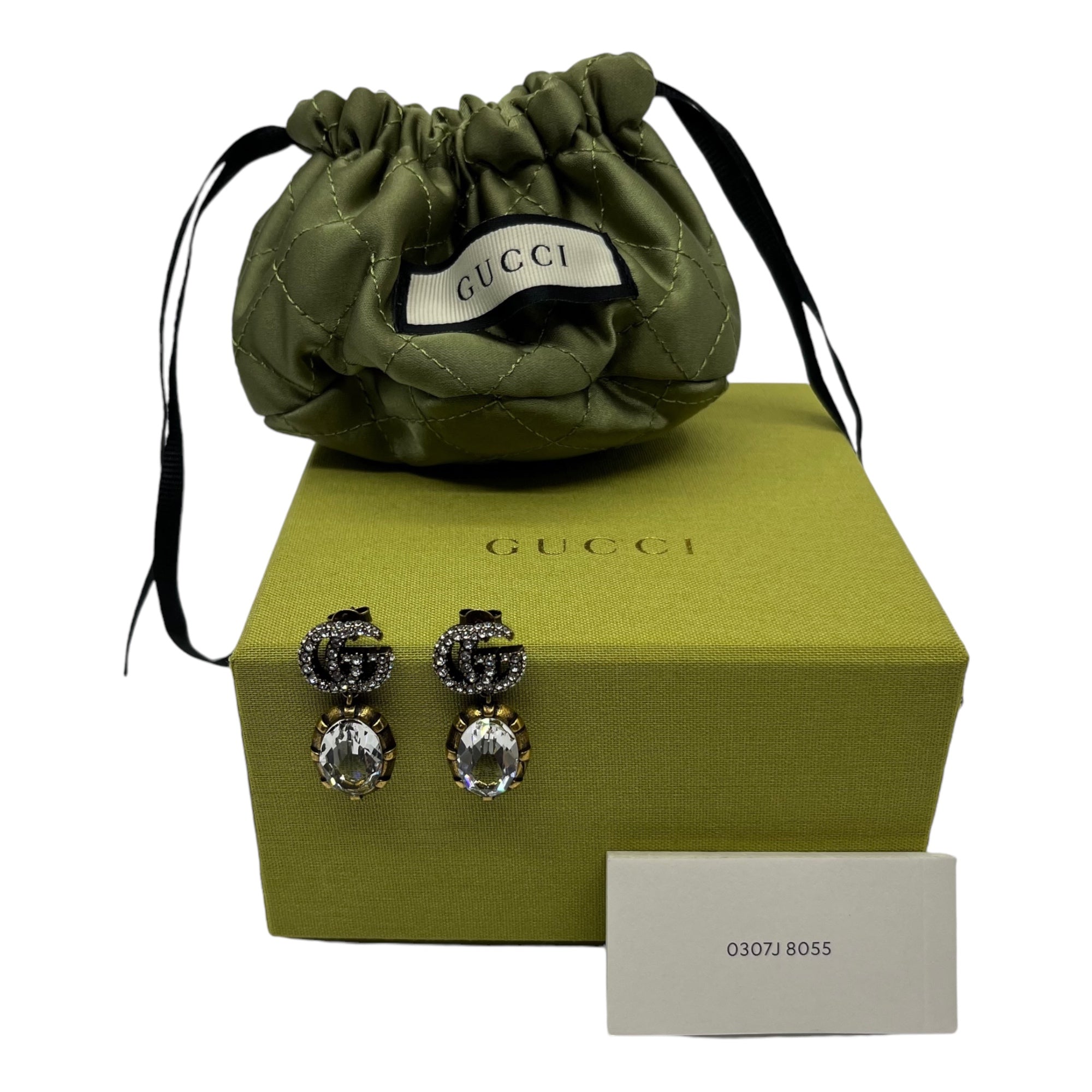 GUCCI(グッチ) Double G crystal gold earrings ダブルG クリスタル ゴールド ピアス ゴールド インターロッキング