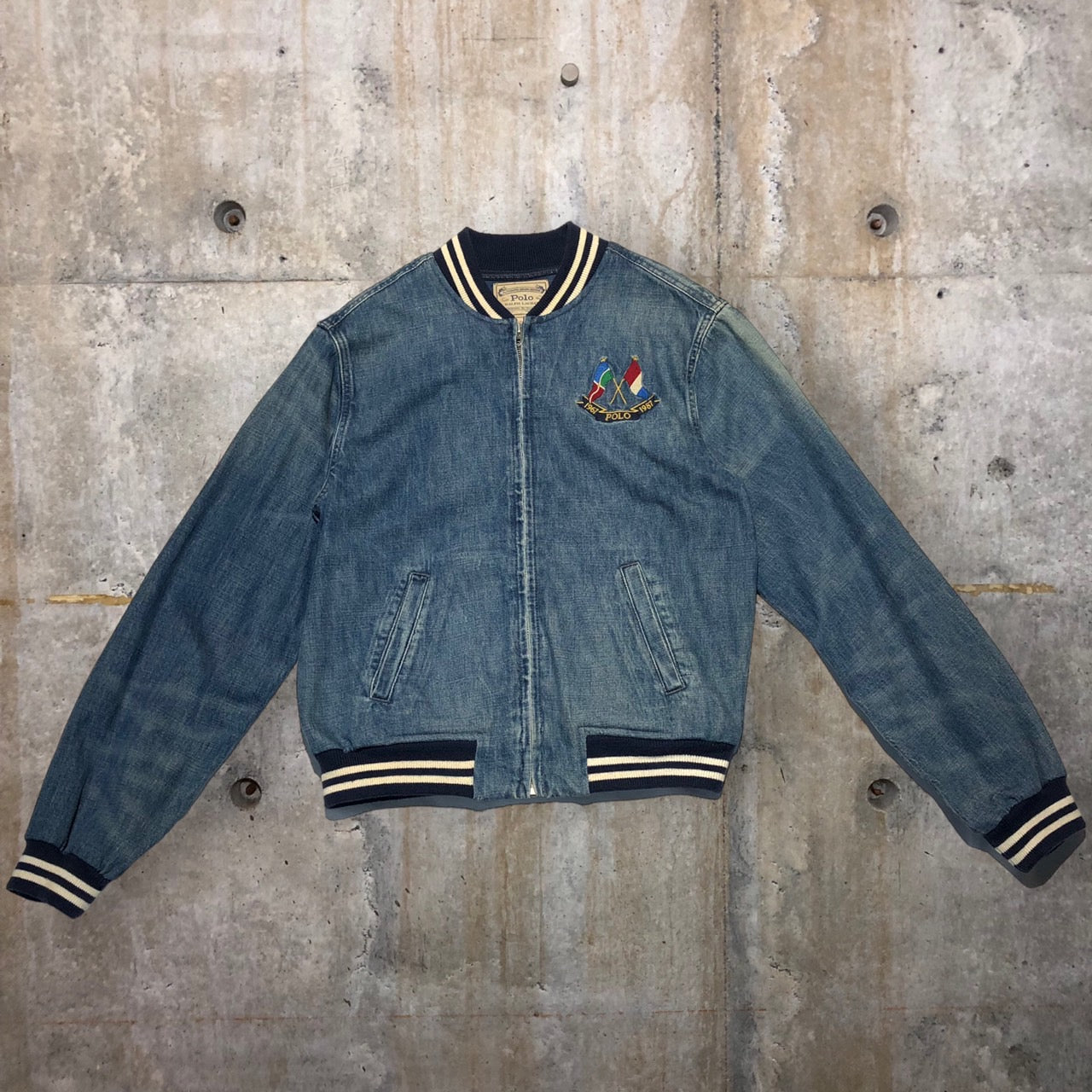 POLO RALPH LAUREN(ポロラルフローレン) バーシティボンバーデニムブルゾン M ブルー