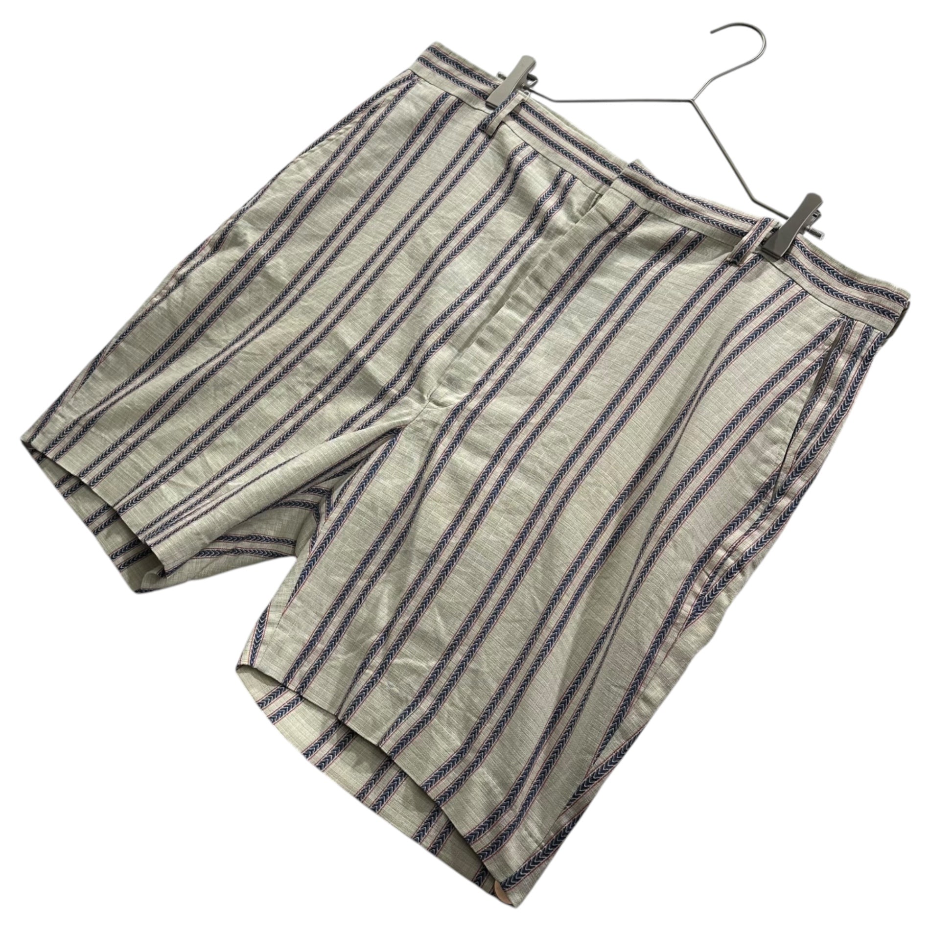 VINTAGE(ヴィンテージ) 70~80's Linen Striped Shorts リネン ストライプ ショーツ ハーフパンツ アイボリー×ネイビー×レッド