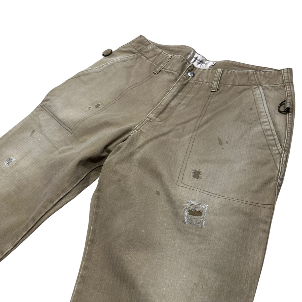 assemble a.k.a AFFA(アッセンブルエーケーエーエーエフエフエー) Distressed Bondage Pants ダメージ加工 ボンテージ パンツ AFN4501 M ベージュ