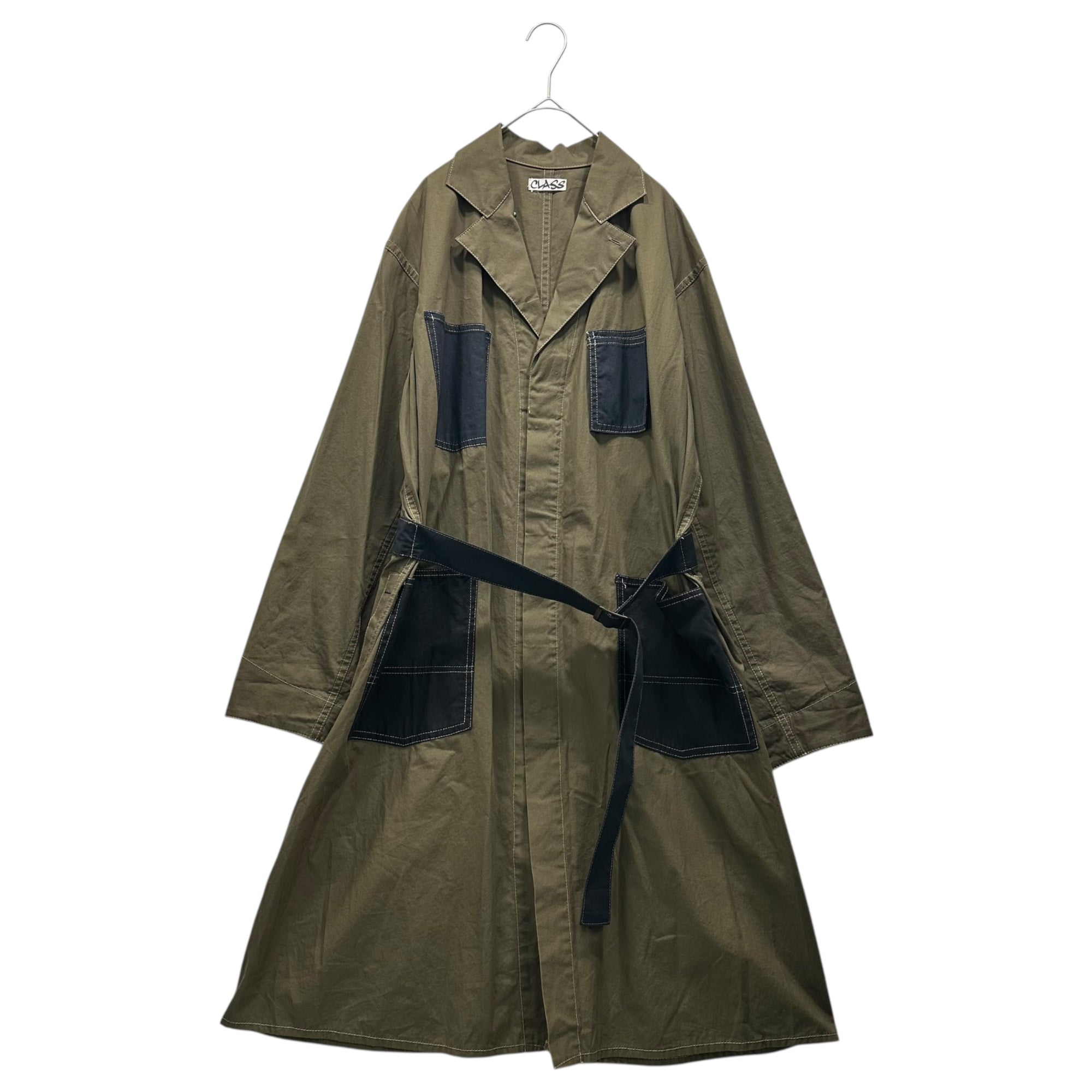 CLASS(クラス) 2-Tone Belted Military Coat 2トーン ベルテッド ミリタリー コート 46 オリーブ×ブラック トレンチ