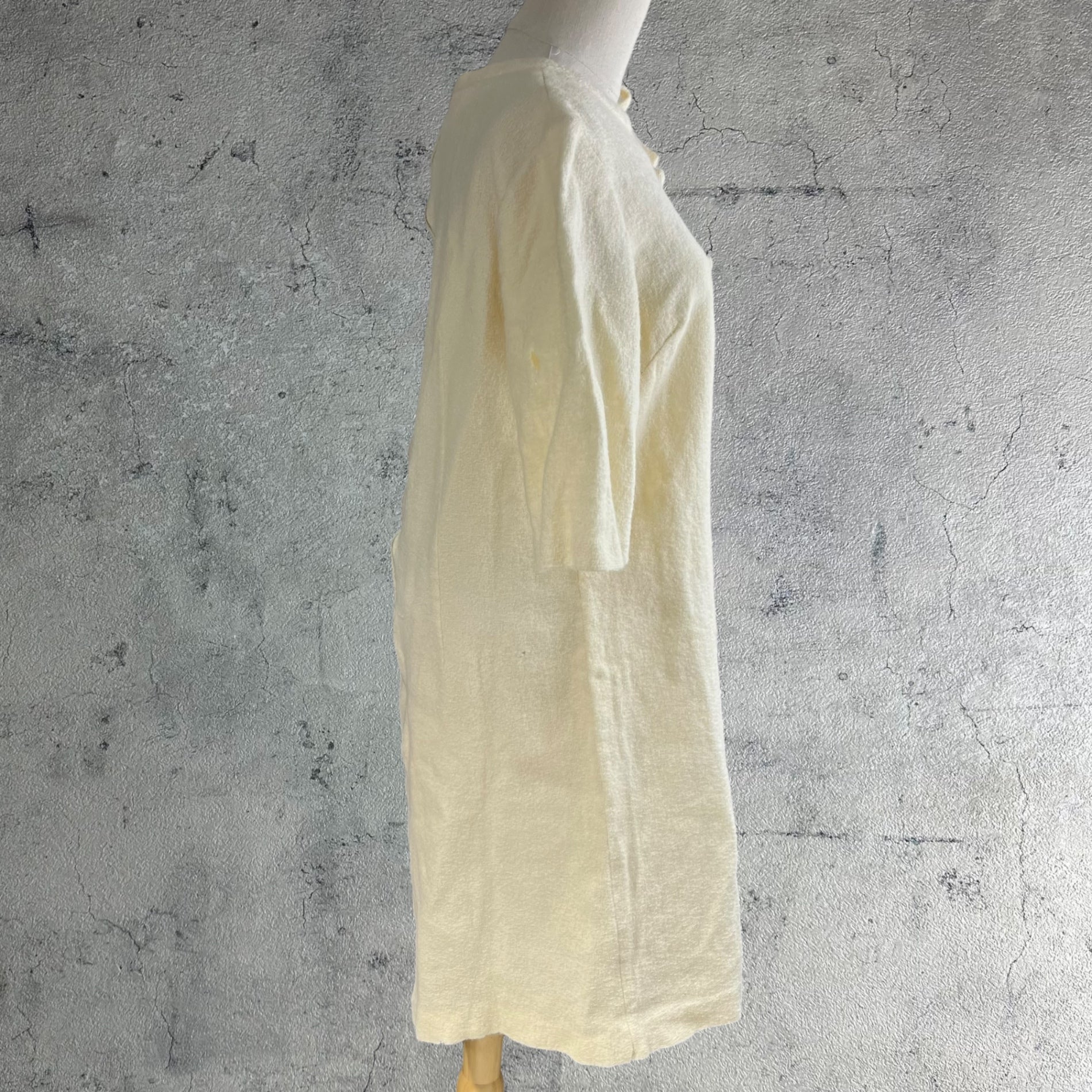 VINTAGE(ヴィンテージ) 60's~ wool knit half sleeve onepiece ニットとデザインボタンの半袖ウールワンピース 表記無し(Mサイズ程度)/袖の裏部分に傷あり ベージュ