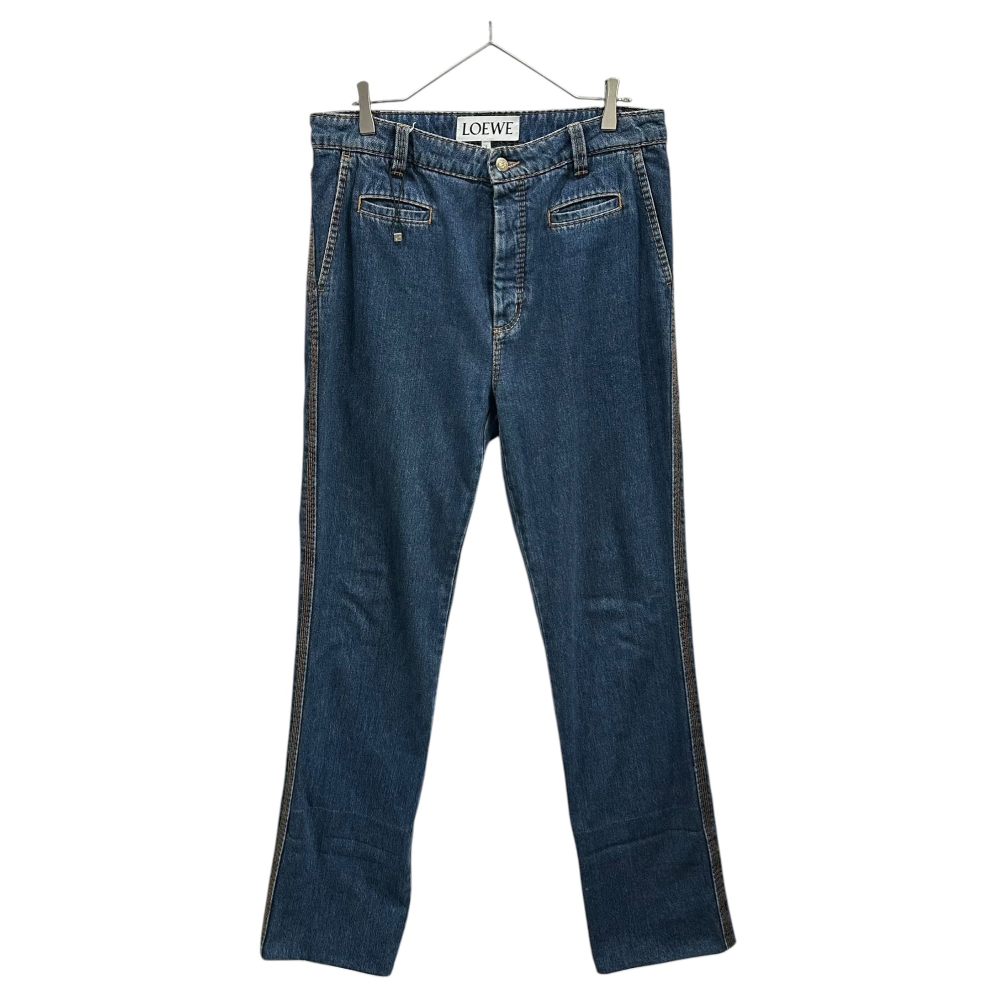 LOEWE(ロエベ) Fisherman Cotton Denim Straight Pants フィッシャーマン コットン デニム ストレート パンツ 28003861 40 インディゴ×ホワイト